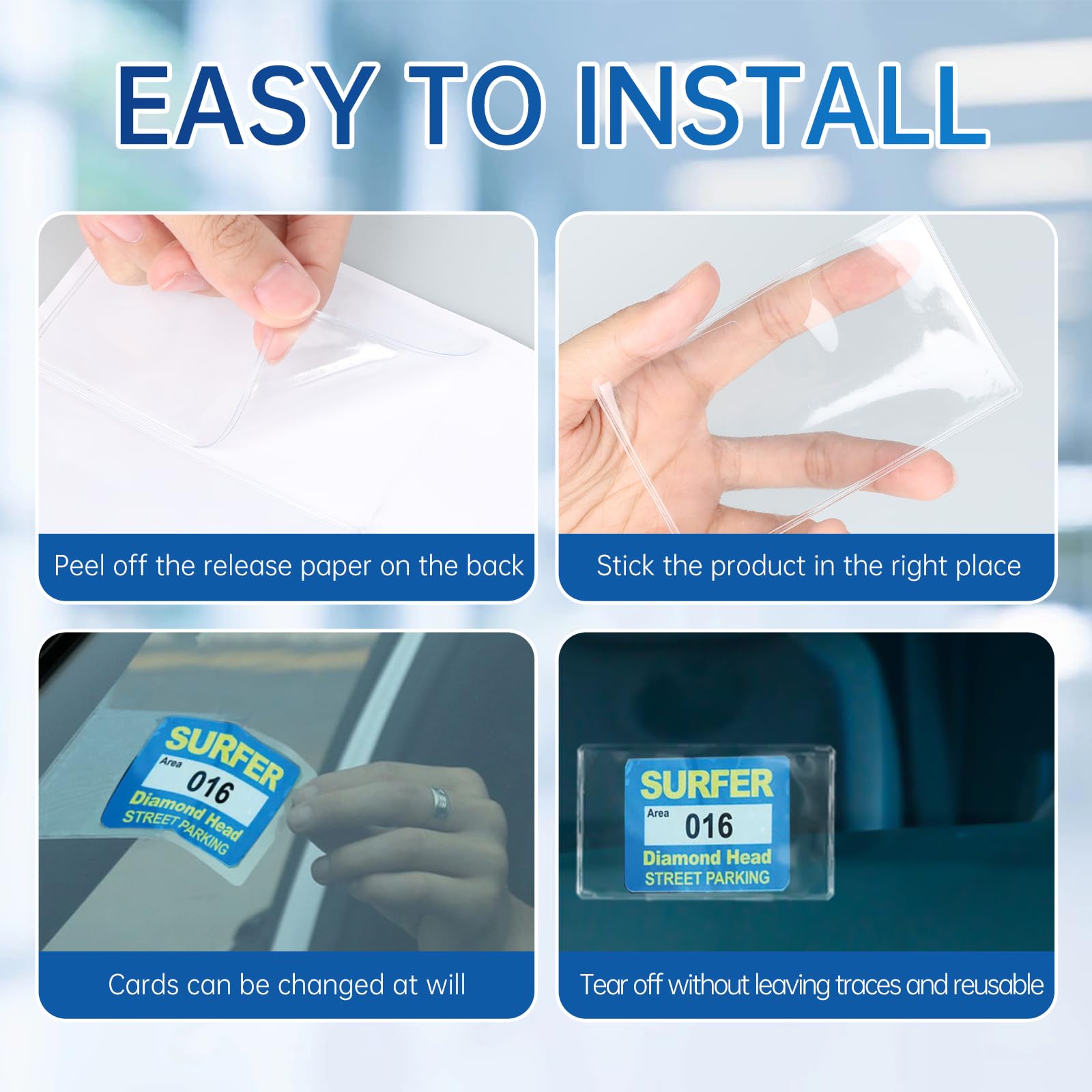 6 Pcs Clear Car Business Card Holder & Parking Pass Display - Windshield Window Organizer for Business Cards, Parking Permits, Toll Passes - Perfect for Vehicles, Offices & Commuters