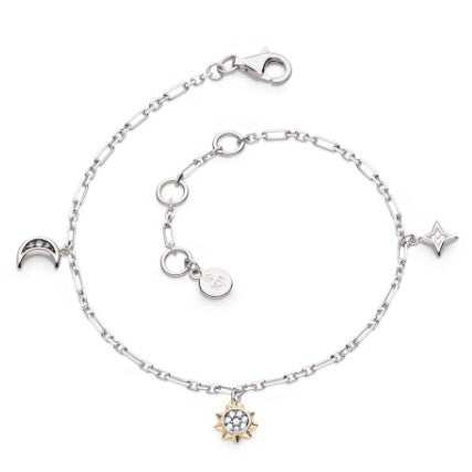 Celeste Golden Petite Charm Figaro Bracelet for Women - Elegant Adjustable Chain Bracelet Gift for Her, Perfect for Date Night, Wedding & Special Occasions