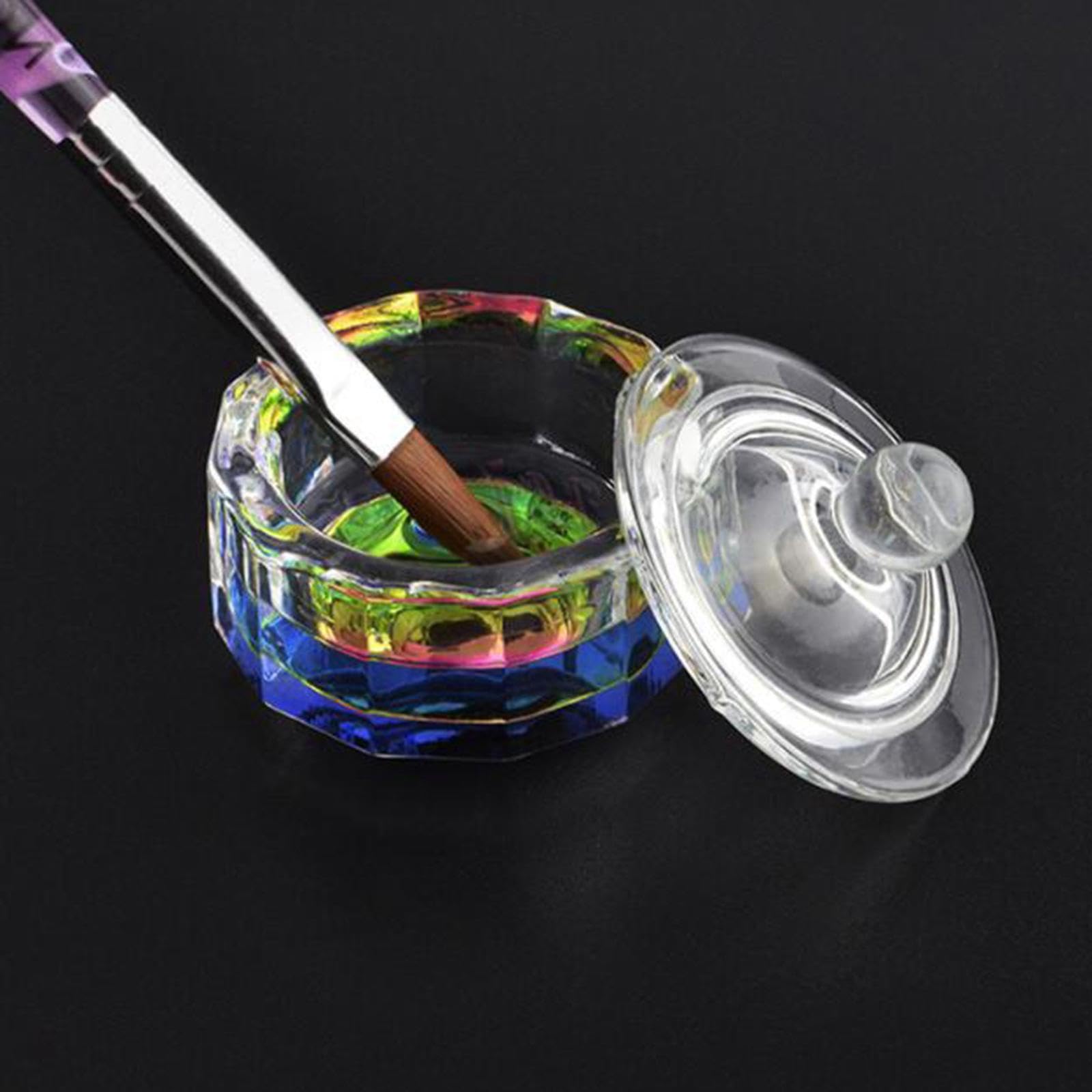 LOSA 12-Sided Dappen Dish Glass Bowl with Lid for Nail Art - Perfect for Acrylic, Gel, and Dip Powder Nail Designs