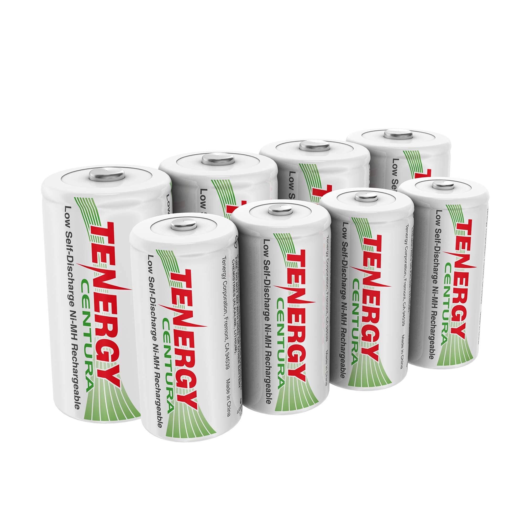 Tenergy Centura 8-Pack Low Self Discharge NiMH Rechargeable Batteries - 4x C Size & 4x D Size - Perfect for Flashlights, Toys, and Emergency Kits - Long-Lasting Power Solution