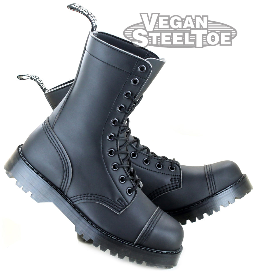 Vegan Leather 10 Eyelet Combat Boots - Eco-Friendly & Cruelty-Free Footwear for Men & Women | Perfect for Punk, Goth & Everyday Street Style