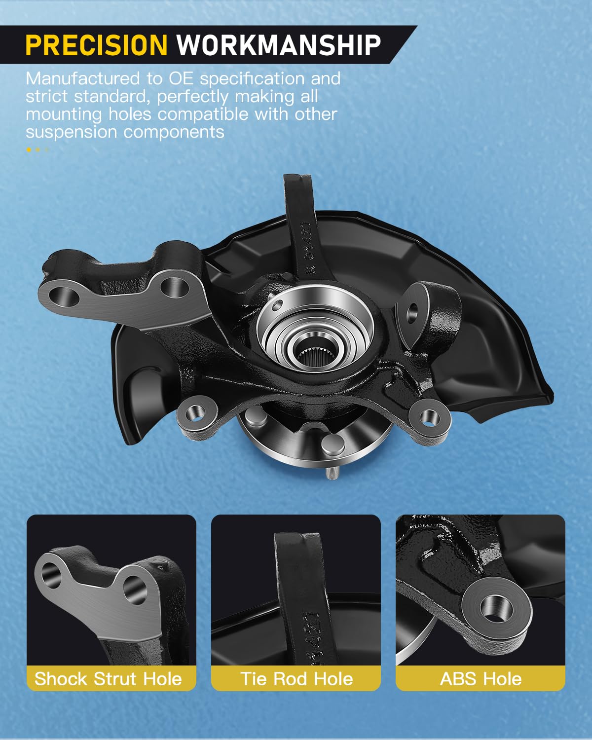OCPTY Wheel Hub Bearing Steering Knuckle Assembly - Front Passenger (Right) Side - Compatible with 2004-2006 Toyota Sienna 3.3L & 2007-2010 Toyota Sienna 3.5L (Part# 698-428) - Perfect for Smooth Ride, Wheel Alignment & Suspension Repair