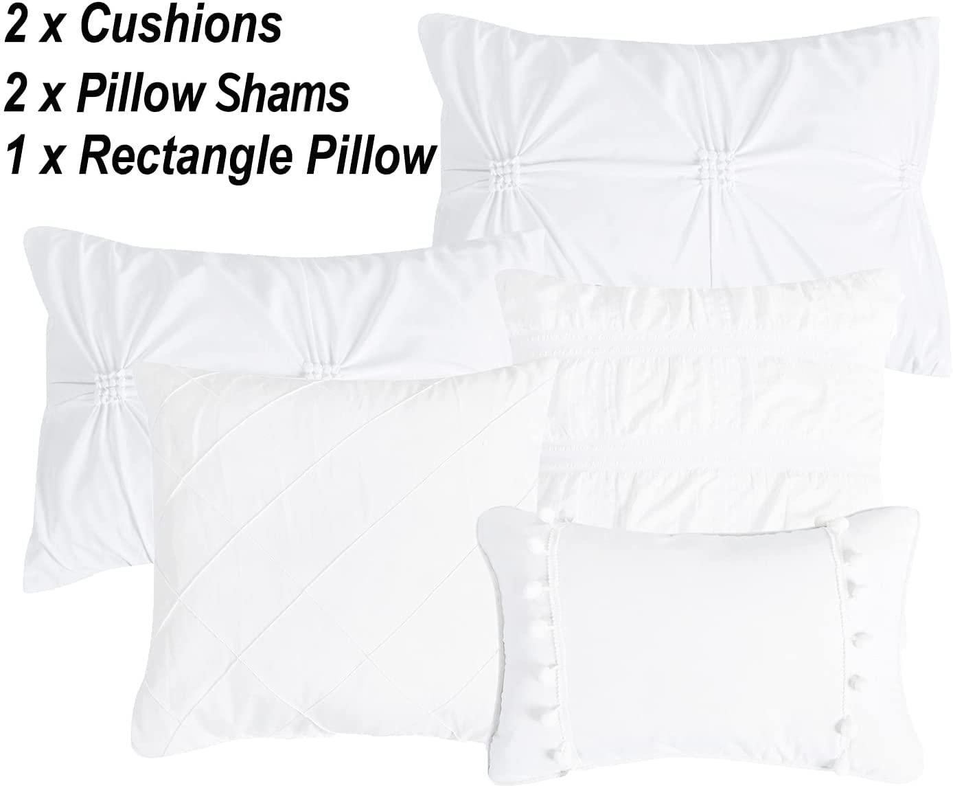 Premium California King Comforter Set - 7-Piece All-Season Bed in a Bag | Soft & Comfortable Bedding by MERRY HOME (White) | Perfect for Master Bedrooms, Guest Rooms & Cozy Nights