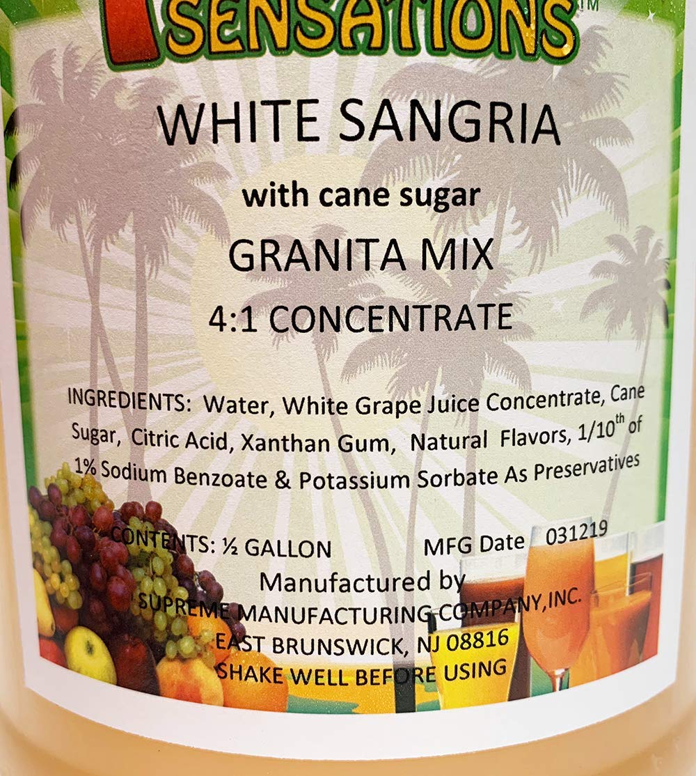 Tropical Sensations Slushie Mix - White Sangria Flavor, 6 Bottles (64 oz Each) - Perfect for Summer Parties, BBQs, and Poolside Refreshments