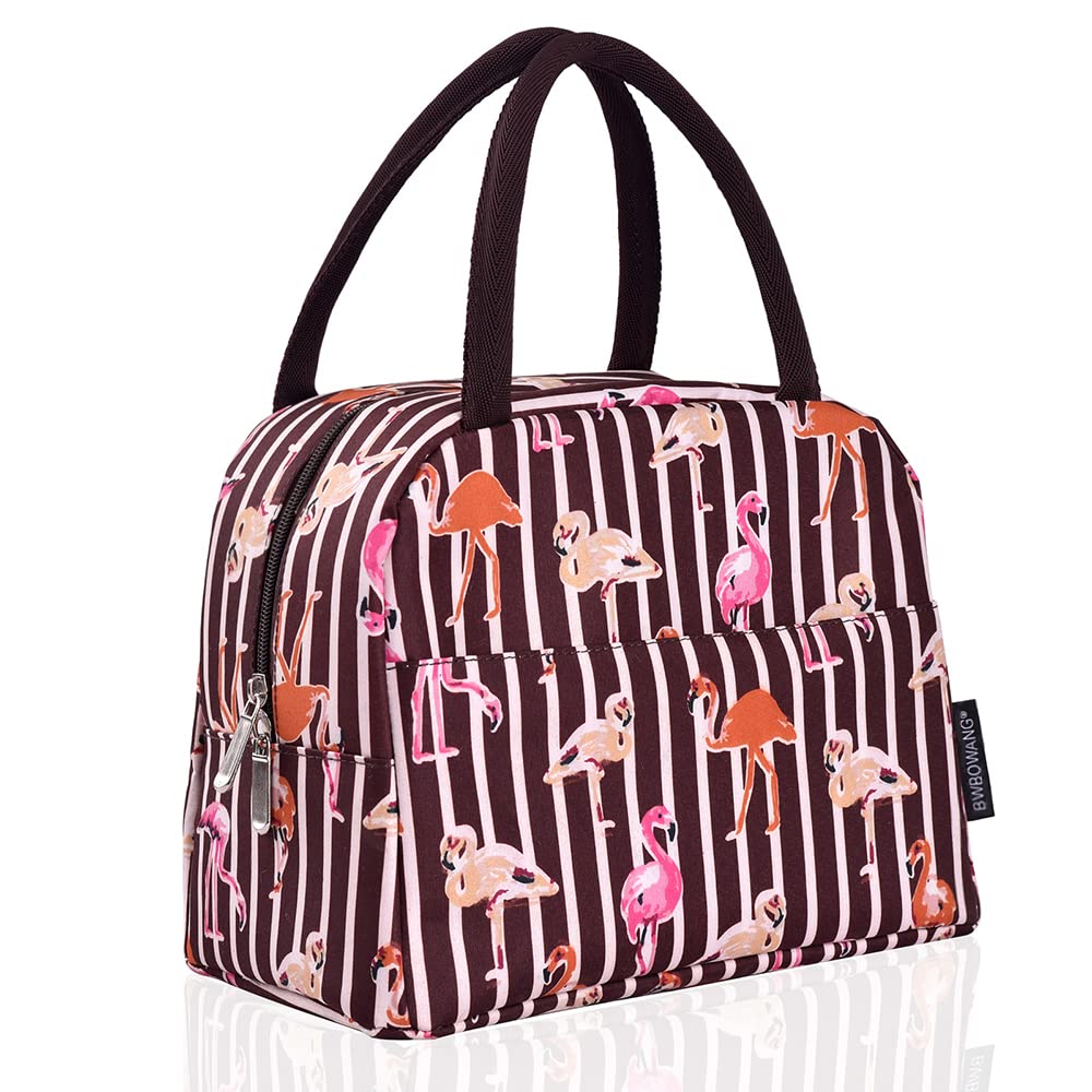 Insulated Lunch Bag for Women - BWBOWANG Tote, Cold & Ice Pack (Brown) - Perfect for Work & Picnics