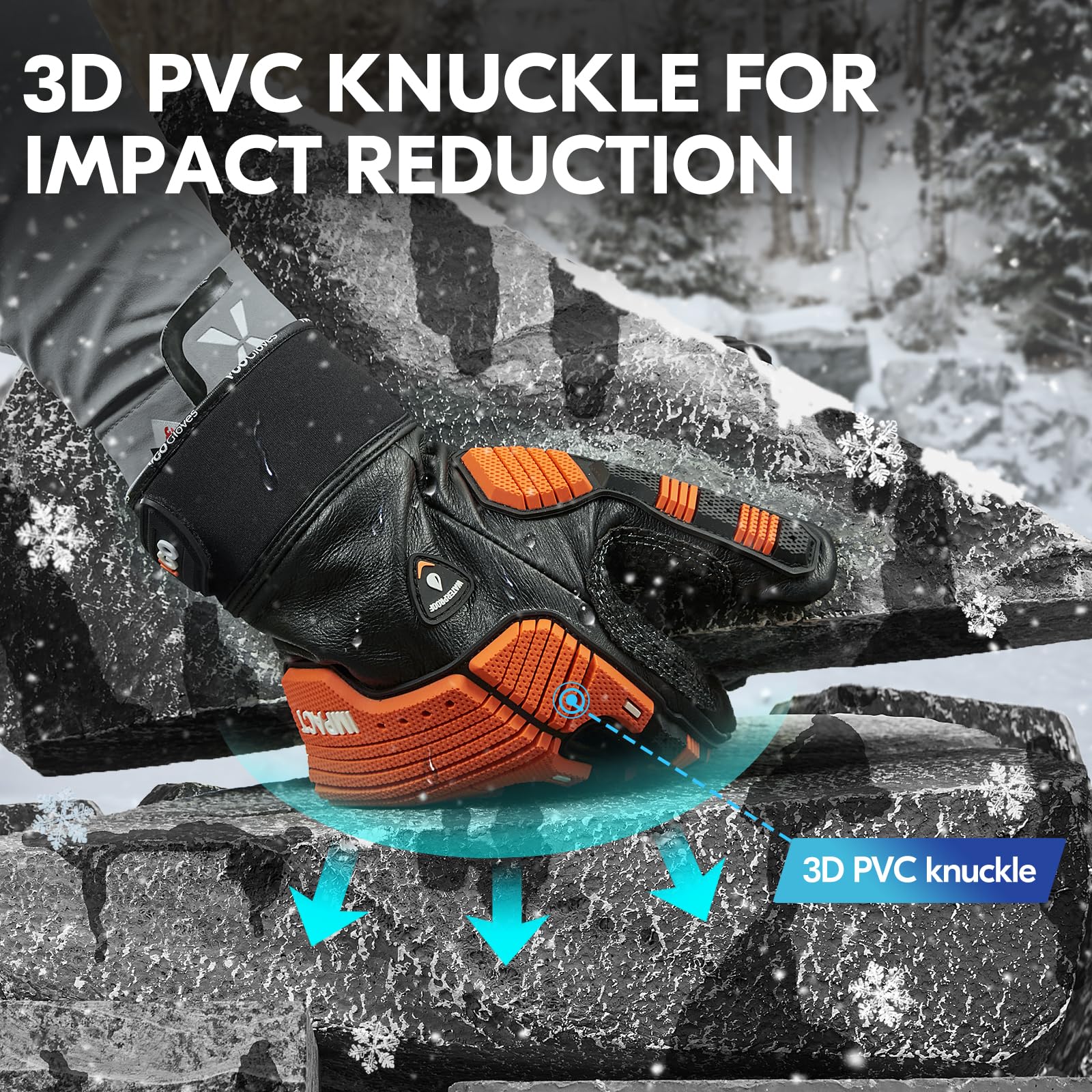 Coldproof Winter Work Leather Gloves -20℃/-4°F, Anti-Vibration Impact Gloves, Water Resistant for Construction & Outdoor Jobs (CA7722FW) - Perfect for Snow Removal, Woodworking & Heavy Duty Tasks