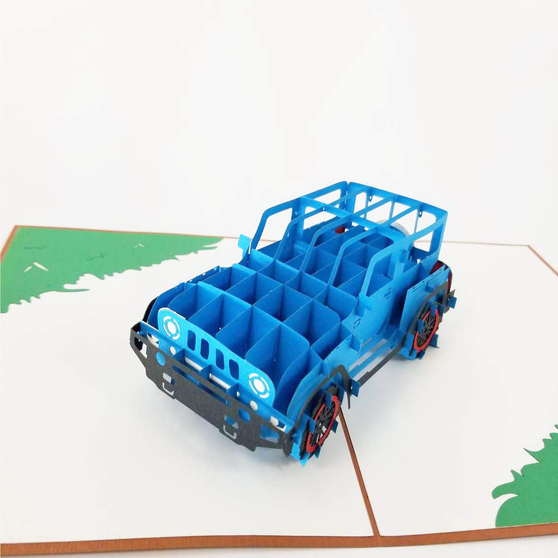 Blue Jeep Pop-Up Greeting Card - Birthday, Thank You, Love, Graduation & Anniversary Card for Men & Women | 3D Pop-Up Design | Perfect for Jeep Lovers, Car Enthusiasts & Special Occasions