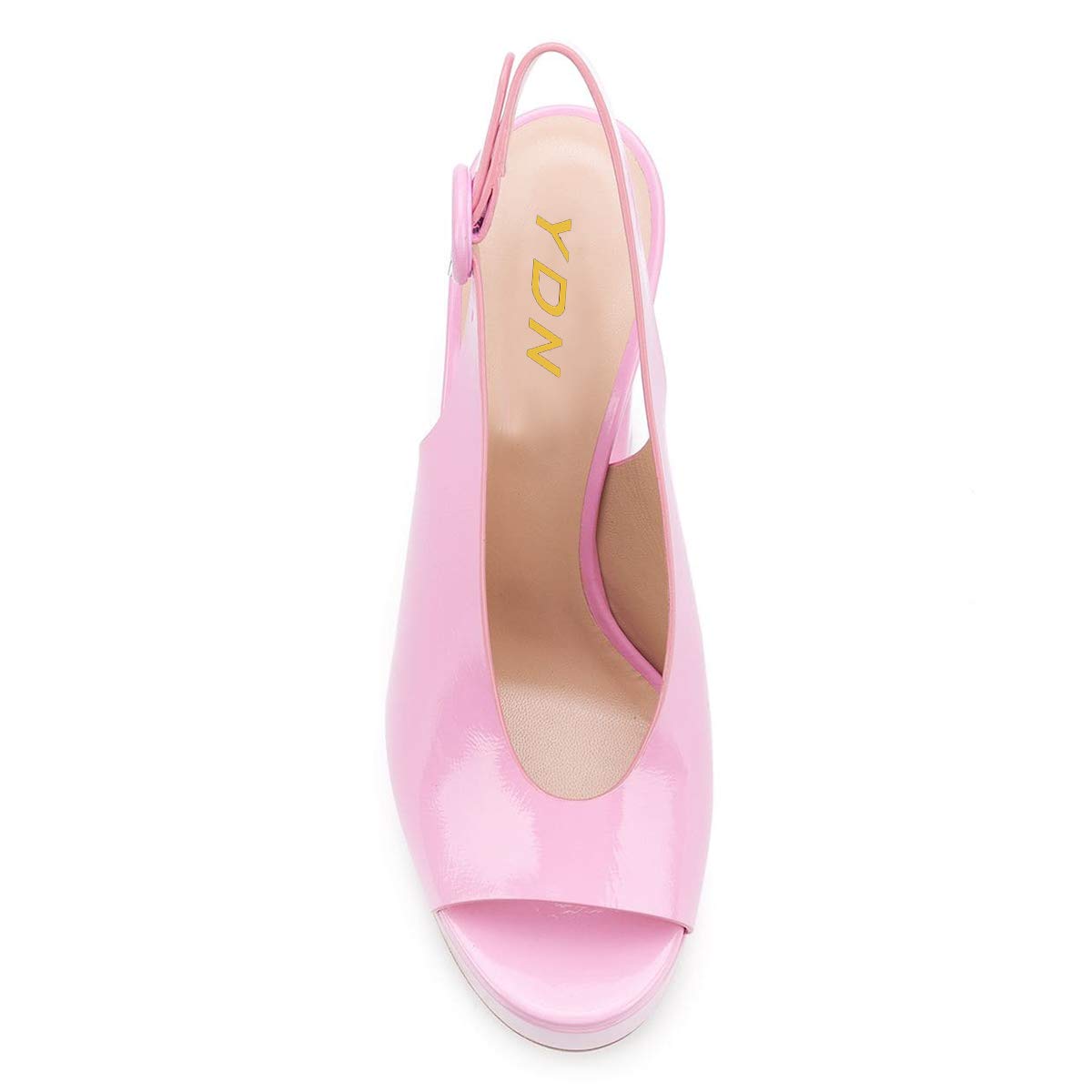 YDN Women's Fashion Peep Toe Chunky High Heel Sandals - Slip On Platform Pumps with Slingback Strap for Party, Wedding & Evening Wear