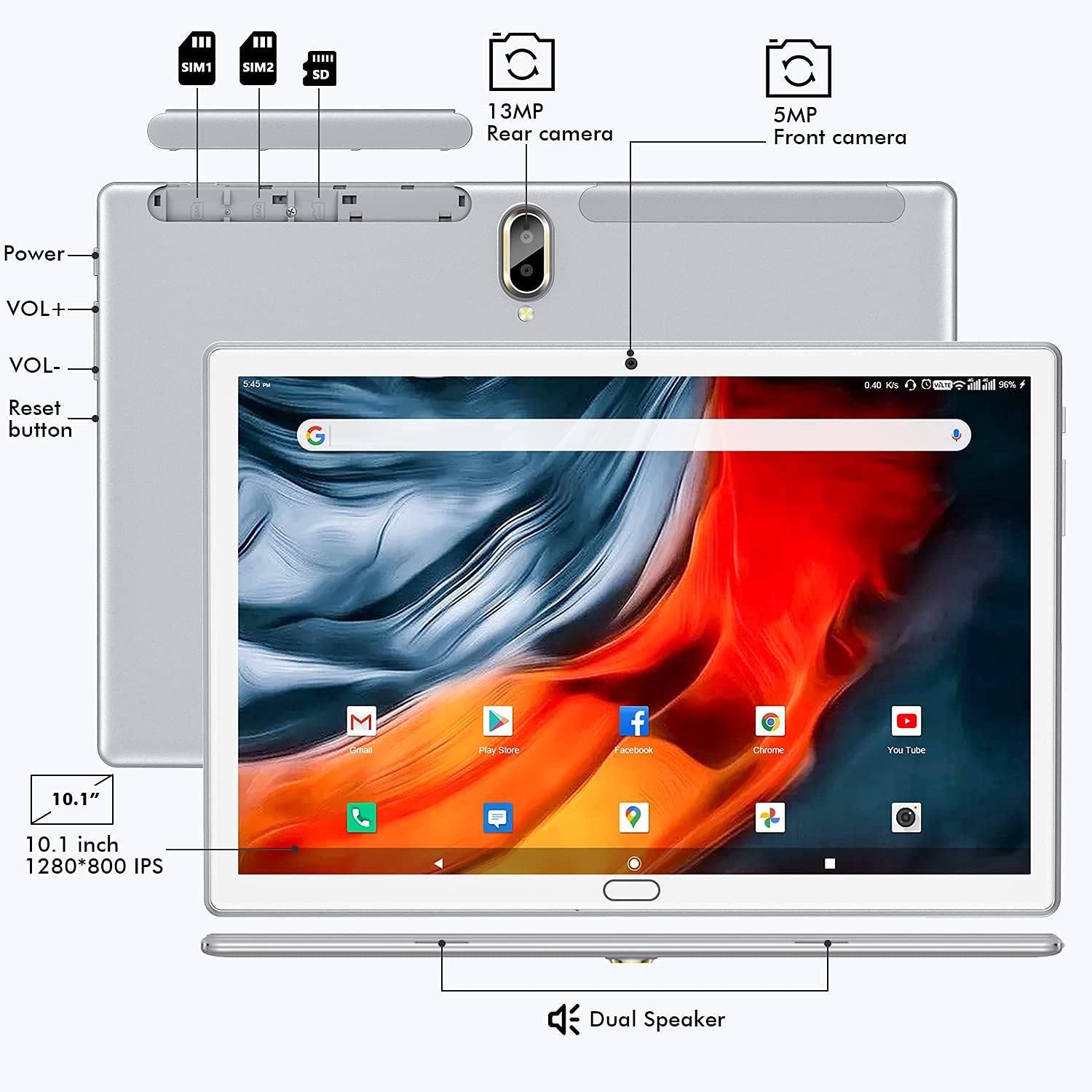 10 Inch Android 10.0 Tablet with 4G LTE, 4GB RAM 64GB ROM (Expandable to 128GB), Octa-Core Processor, 1080P FHD Display - Includes Keyboard, Mouse & Stylus Pen - Perfect for Work, Study & Entertainment (Silver)