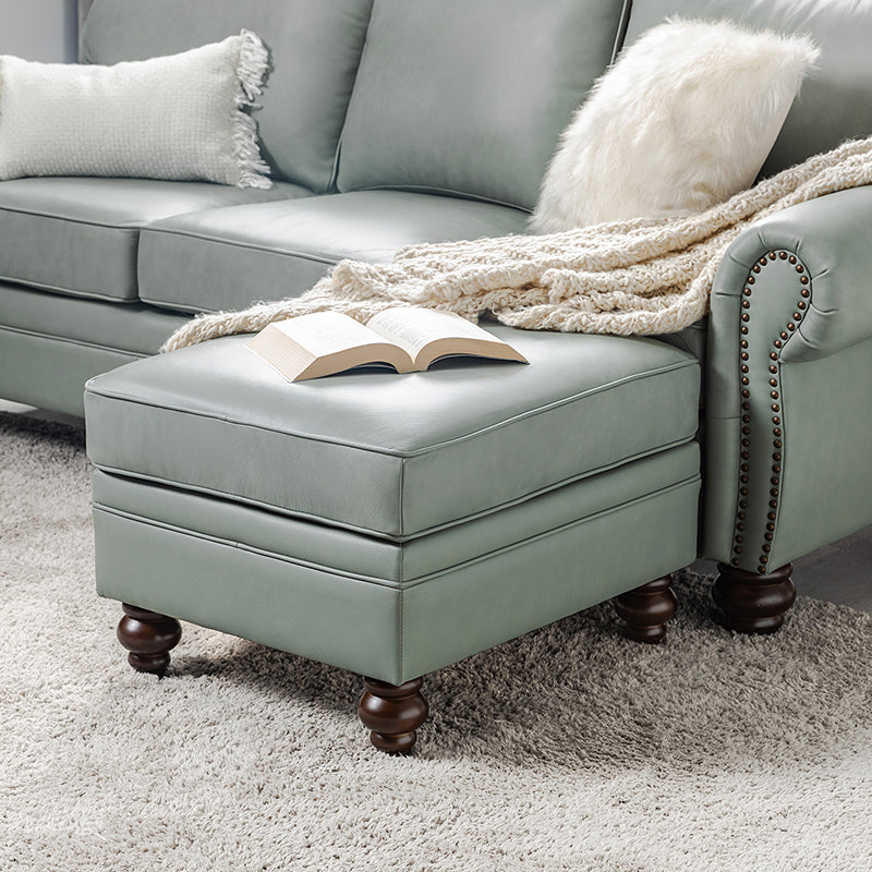 Basilio Modern Genuine Leather Storage Ottoman Bench - Living Room Footrest, Coffee Table & Extra Seating - Perfect for Home, Office & Bedroom