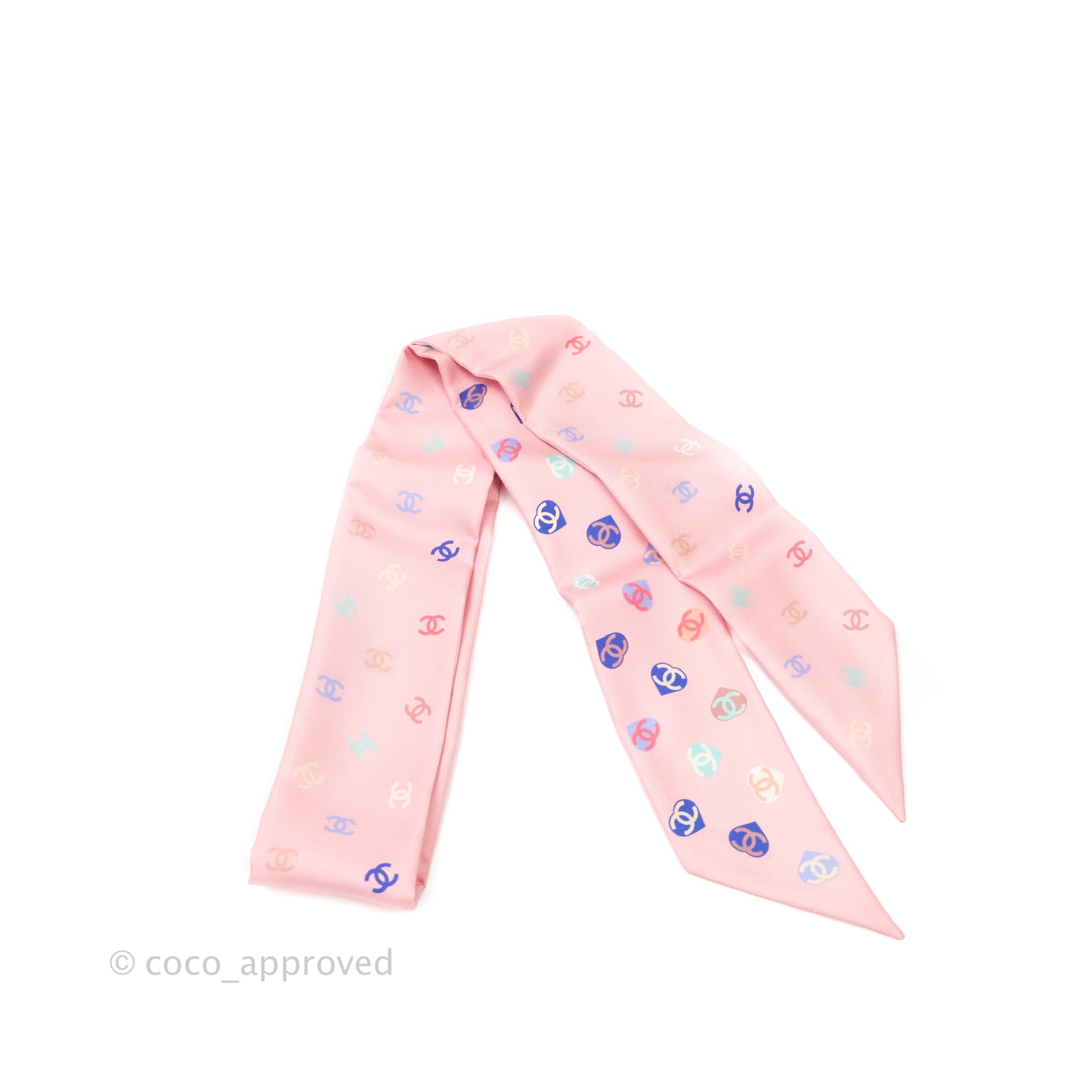 Chanel CC Silk Twilly Scarf in Pink - Luxury Fashion Accessory for Women, Perfect for Handbags, Hats & Gift Giving