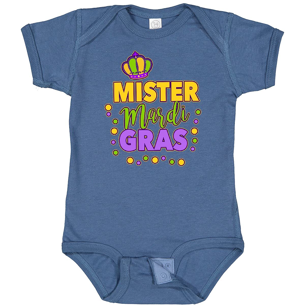 Inktastic Mardi Gras Baby Bodysuit - Crown & Dots Design for Festive Outfits