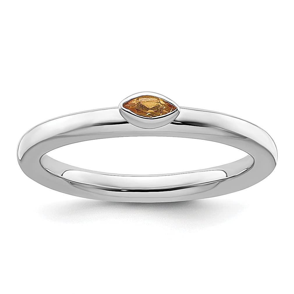 925 Sterling Silver Yellow Citrine Band Ring - November Birthstone Gemstone, Stackable Fine Jewelry for Women, Perfect Gift for Her - Ideal for Everyday Wear, Special Occasions & Stacking with Other Rings
