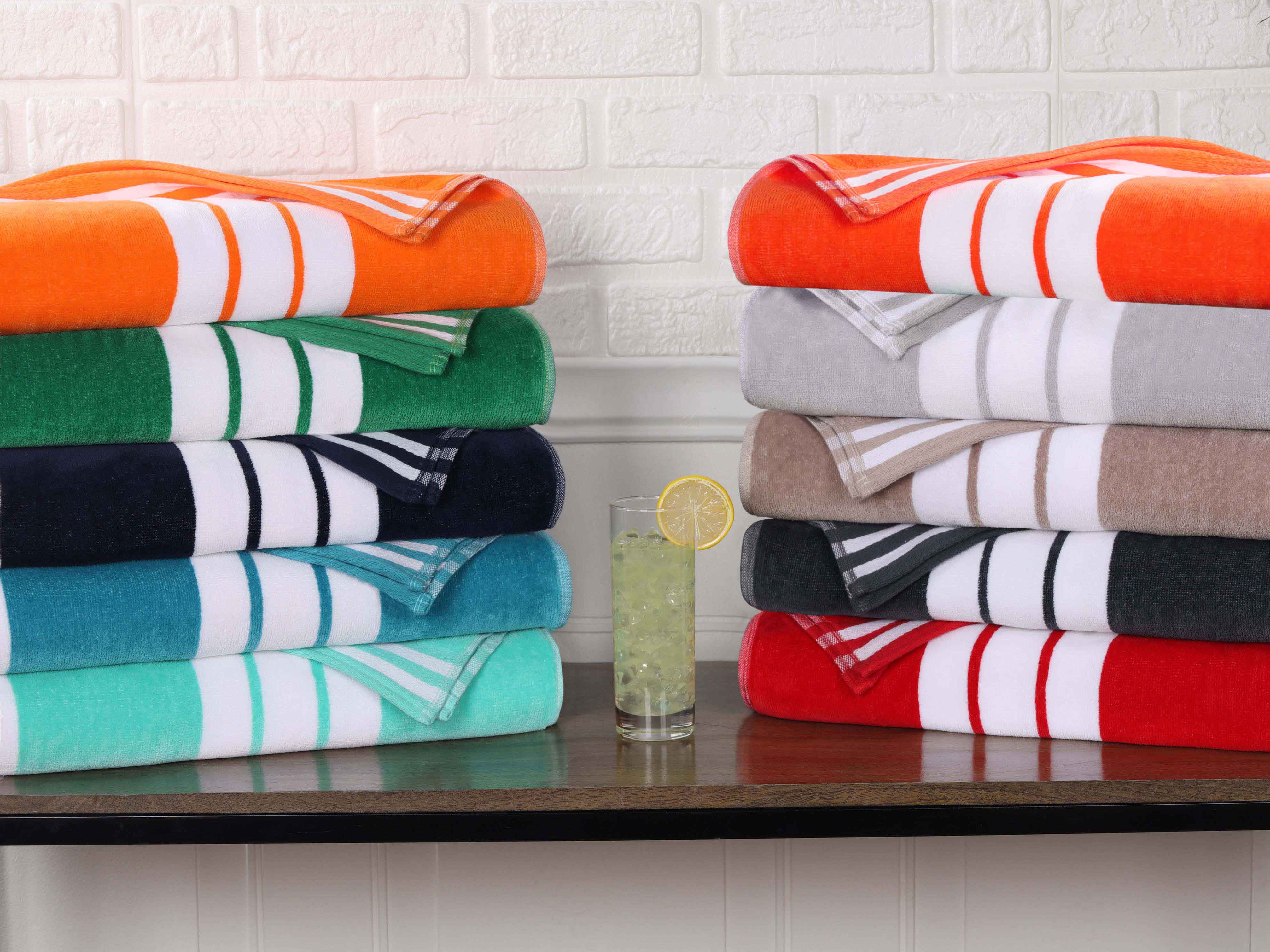 Premium Oversized Cabana Striped Cotton Beach Towel Set - 2, 4, or 6 Pack - Soft Quick-Dry Bath Towels for Pool, Beach, Vacation & Spa Days