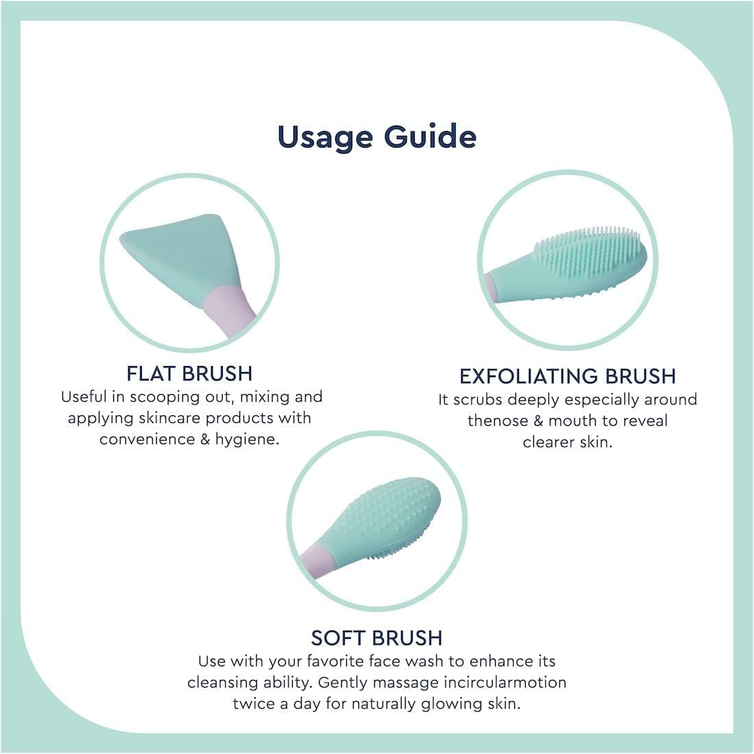 MAPPERZ Silicone Facial Cleansing Brush - Gentle Exfoliating Face Wash Brush for Pore Cleansing & Blackhead Removal | Handheld Face Pack Applicator | Perfect for Daily Skincare Routine & Spa Treatments