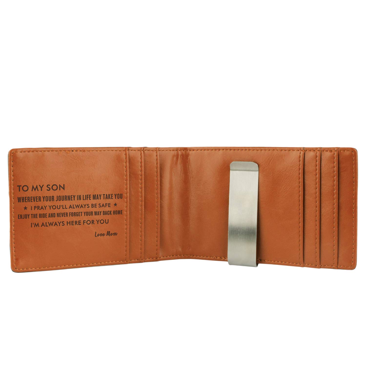 Personalized Engraved Slim Men's Wallet with Money Clip - Thoughtful Birthday & Graduation Gift for Son from Mom | Perfect for Everyday Use & Special Occasions