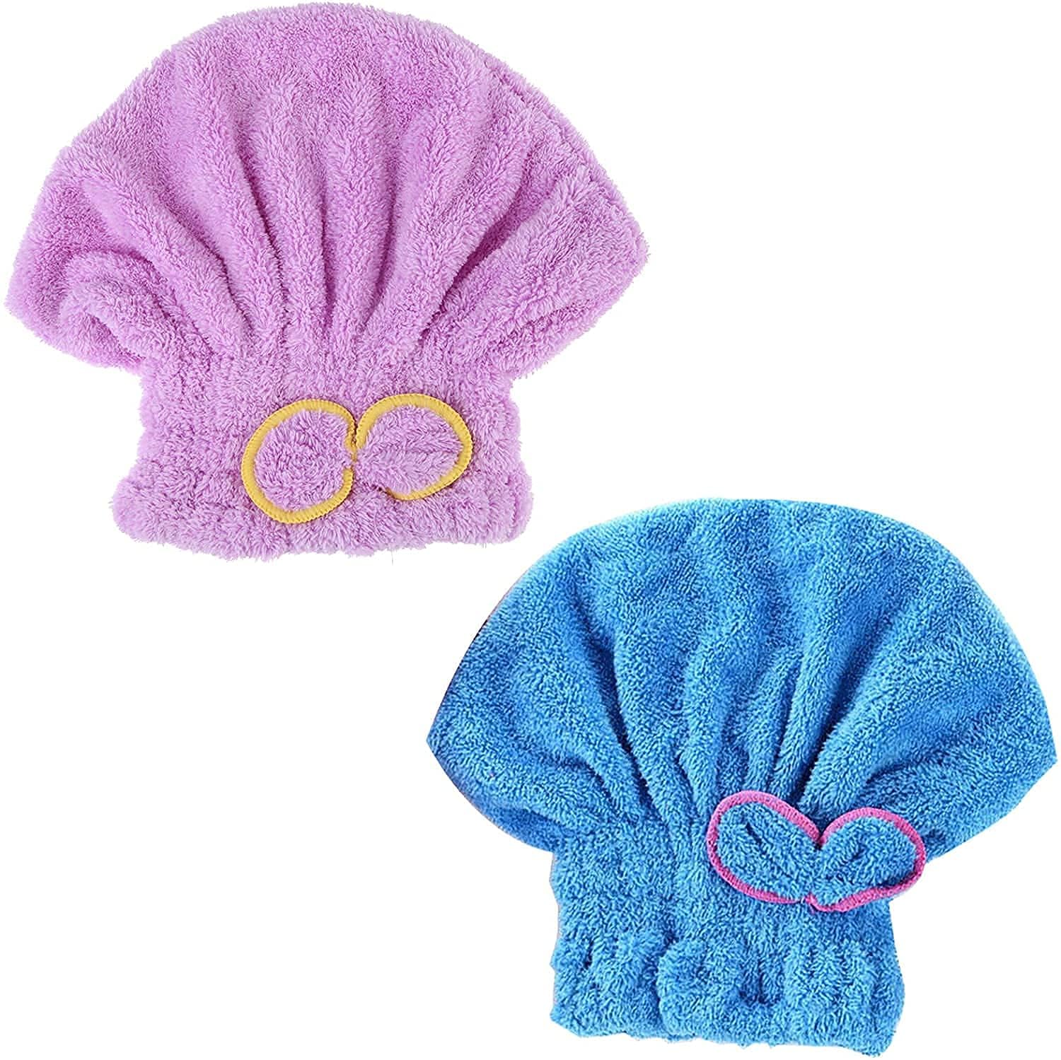 TERXA Microfiber Hair Towel Wrap - Super Absorbent Quick Dry Hair Turban for Women & Men | Soft Hair Drying Cap & Shower Cap | Perfect for Post-Wash, Salon, Gym & Travel (Pack of 1, Multicolor Bow Design)