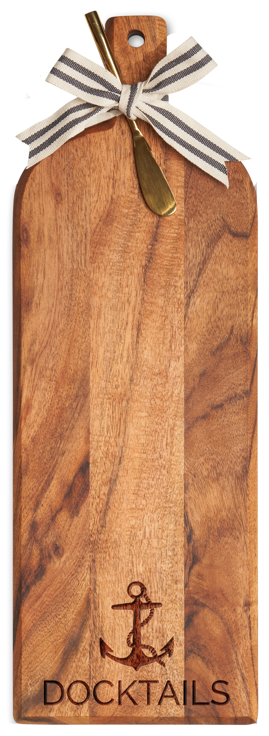 Premium Acacia Wood Beveled Charcuterie Board with Ribbon & Gold Cheese Spreader Knife Set - Elegant Serving Tray for Cheese, Charcuterie & Appetizers - Perfect for Dinner Parties, Weddings & Entertaining (20