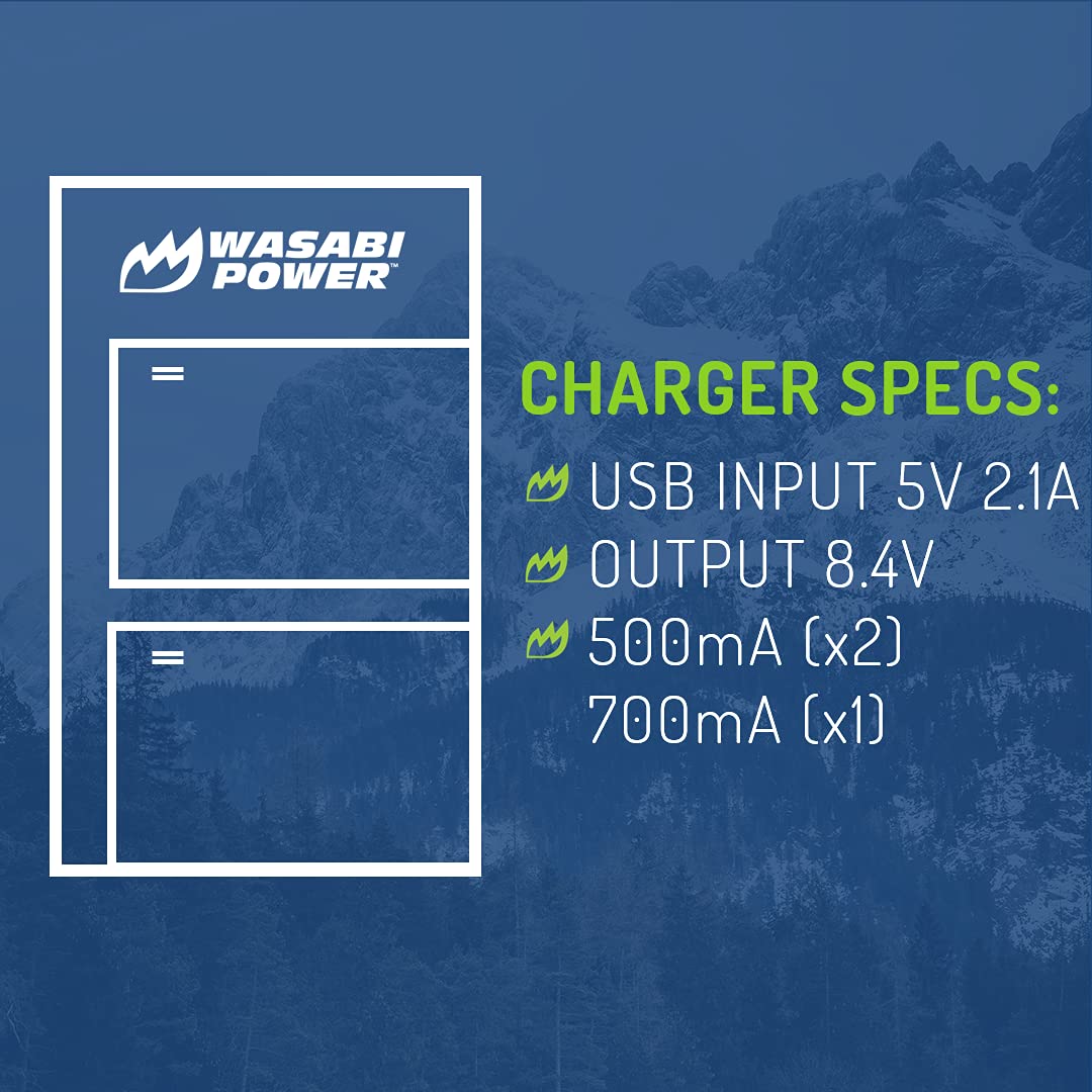 Wasabi Power Dual USB Battery Charger for Sony NP-FW50 - Fast Charging for Sony Cameras (A7, A6000, A5100) - Simultaneous 2-Battery Charging with 5V Output - Perfect for Travel & Professional Photography