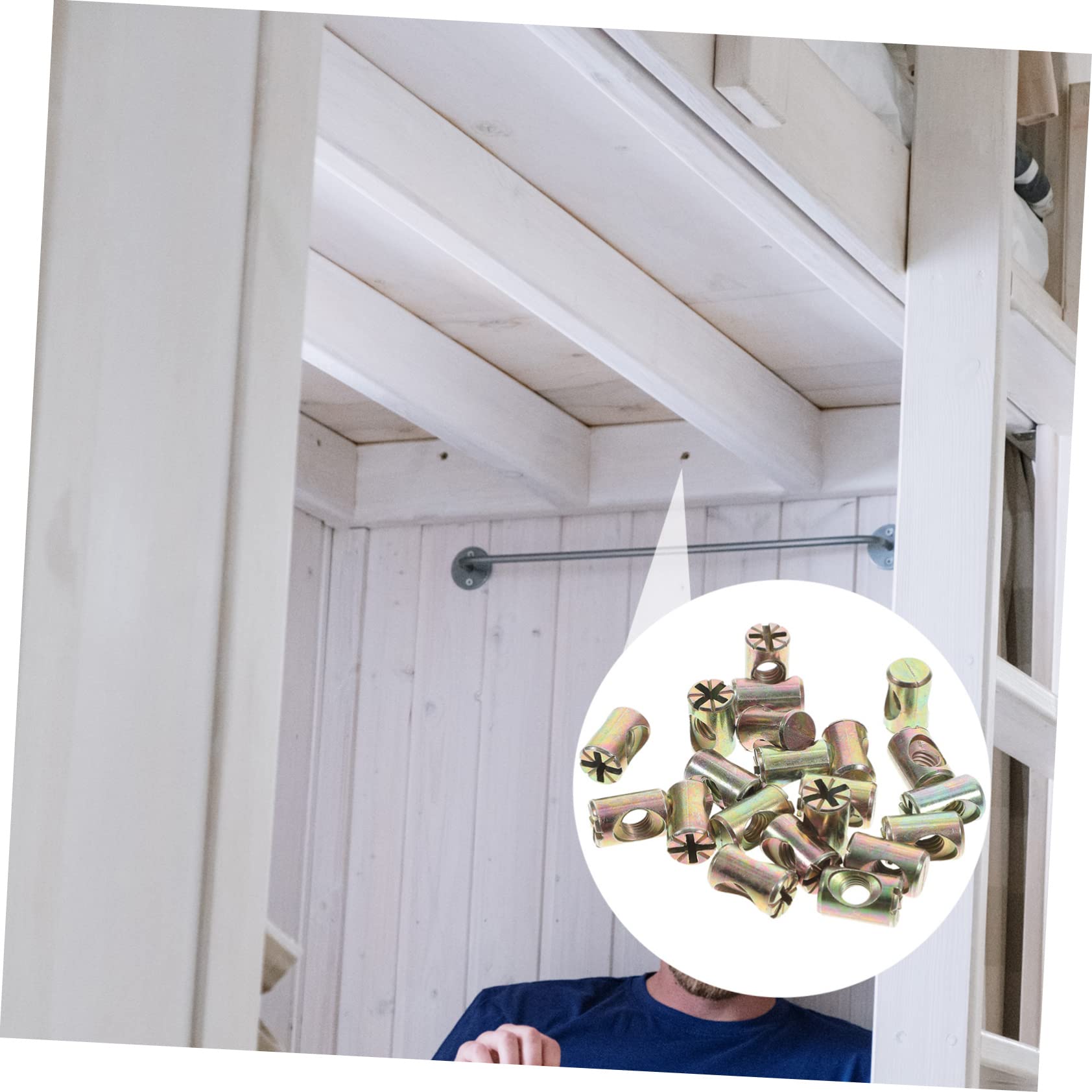 Healifty 20-Pack Heavy Duty Cross Furniture Barrel Nuts - Durable Slotted Hardware Nuts for Beds, Cribs, Chairs & DIY Furniture Projects | Perfect for Home Assembly, Furniture Repair & Woodworking
