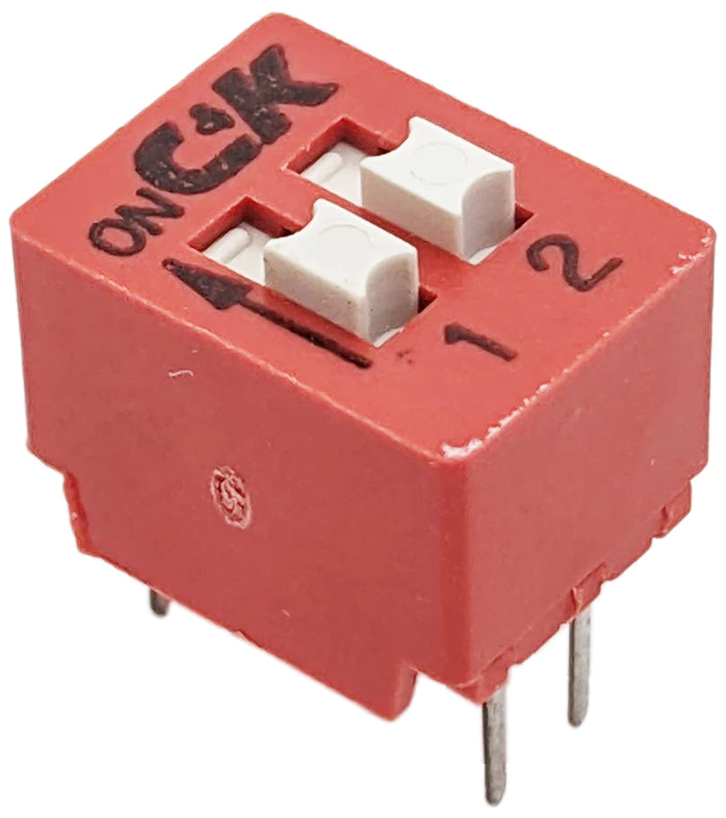2 Position DIP Switch SPST 4 Pin Red - Compact 7.1x9.7x7.5mm for PCB Circuit Board & DIY Electronics Projects - Perfect for Arduino, Raspberry Pi & Industrial Control Systems