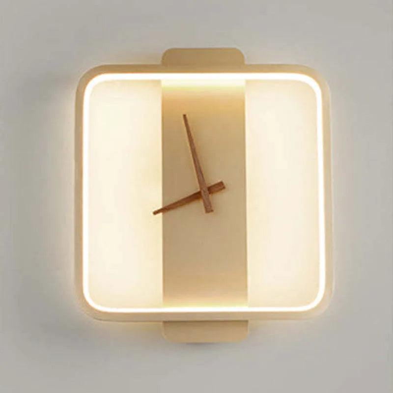 Modern Round Gold Flush Wall Clock Lamp - Stylish Home & Office Decor for Living Room, Bedroom, or Entryway