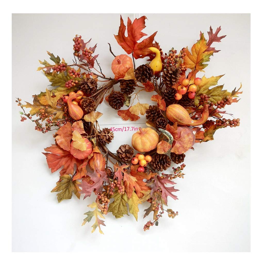Artificial Christmas Wreath - NYKK Flocked Mixed Flower Door Wreath with Rattan Ring for Holiday Decor | Perfect for Front Door, Fireplace & Christmas Party Decoration
