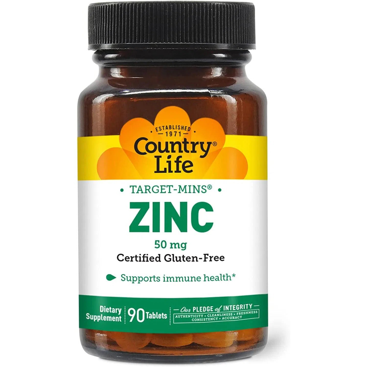 Country Life Target Mins® Zinc 50 mg Supplement - Immune Support & Antioxidant Boost for Adults - Daily Zinc Pills for Skin Health, Metabolism & Wellness
