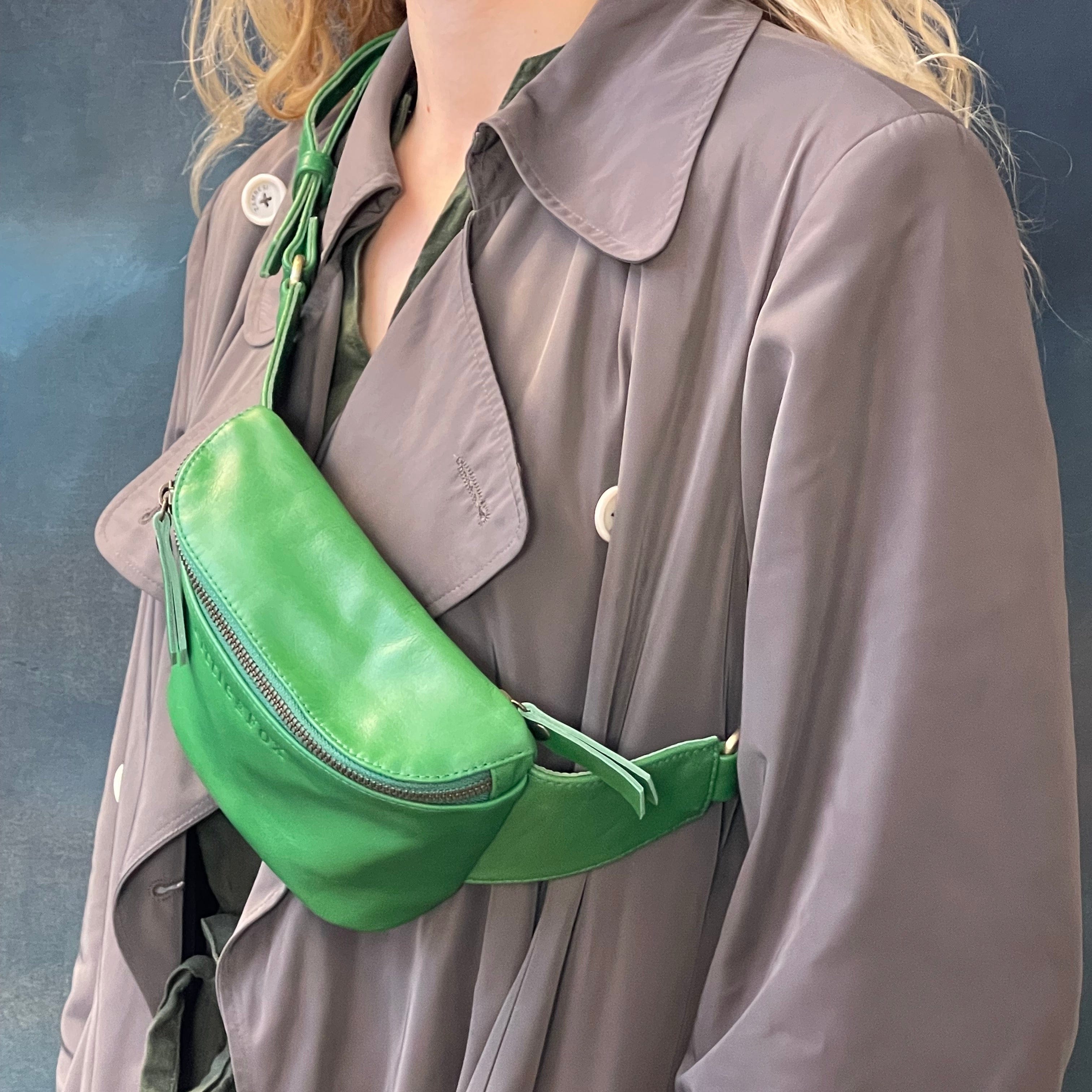 The Little & Fox Genuine Leather Bum Bag - Stylish Emerald Green Waist Pack for Travel, Hiking & Everyday Use