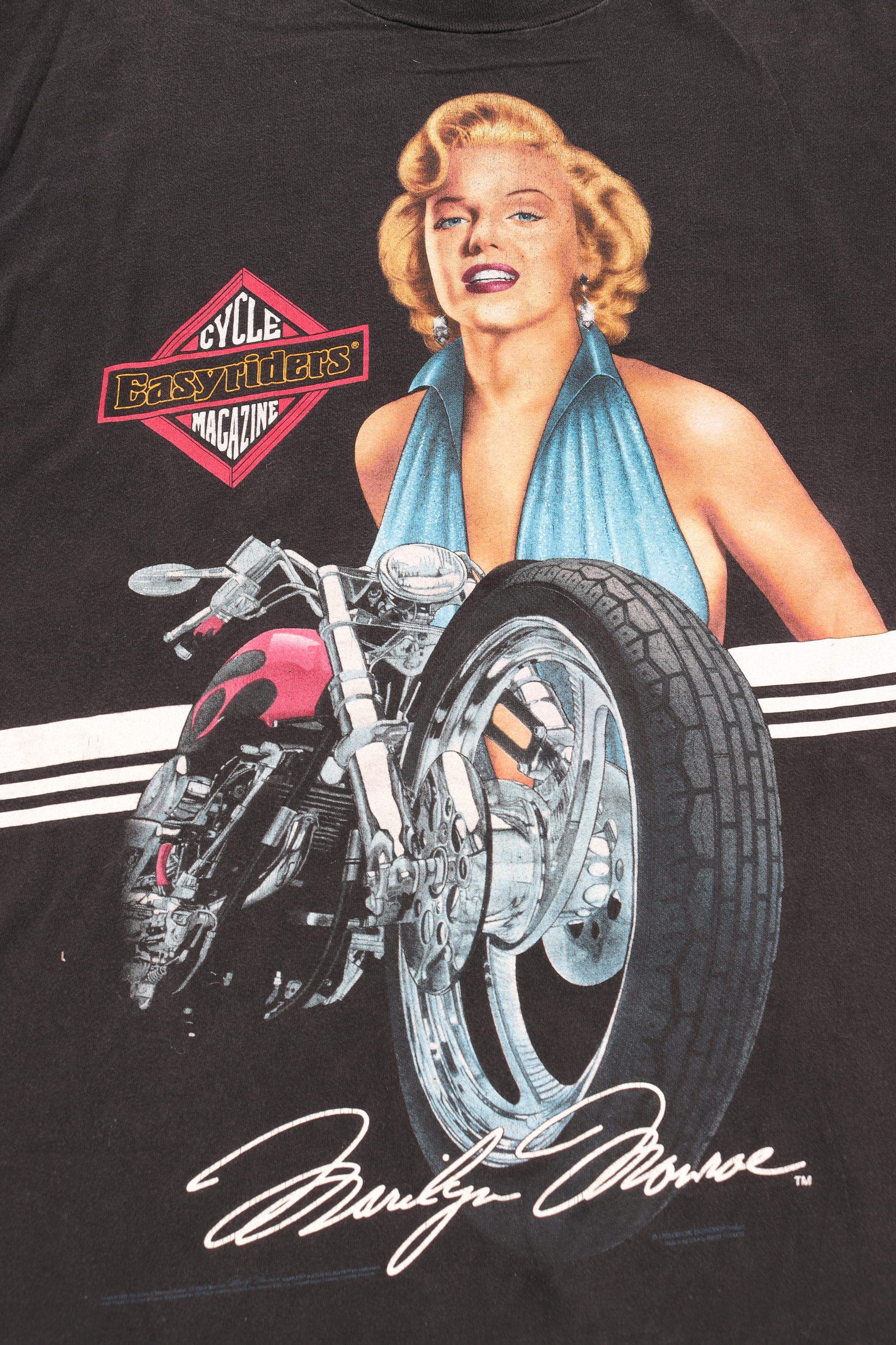 Vintage 1980's Marilyn Monroe Easyrider's T-Shirt - Retro Rockabilly Style Unisex Tee for Motorcycle Riders & Classic Movie Fans