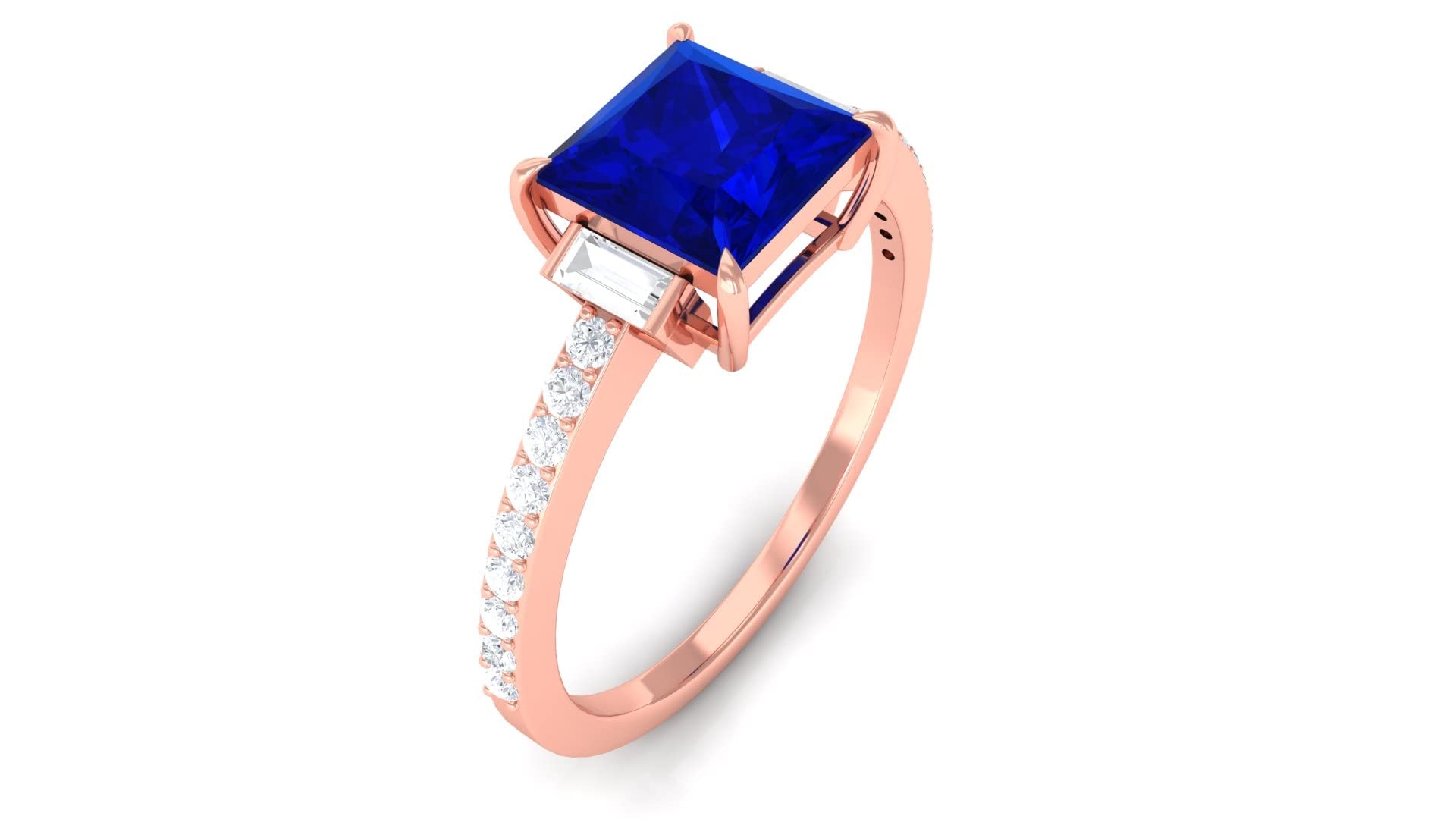 2 CT Lab-Created Blue Sapphire & Moissanite Engagement Ring in 14K Solid Gold - Vintage Inspired Wedding Band, Anniversary Gift for Her, Perfect for Proposals & Special Occasions