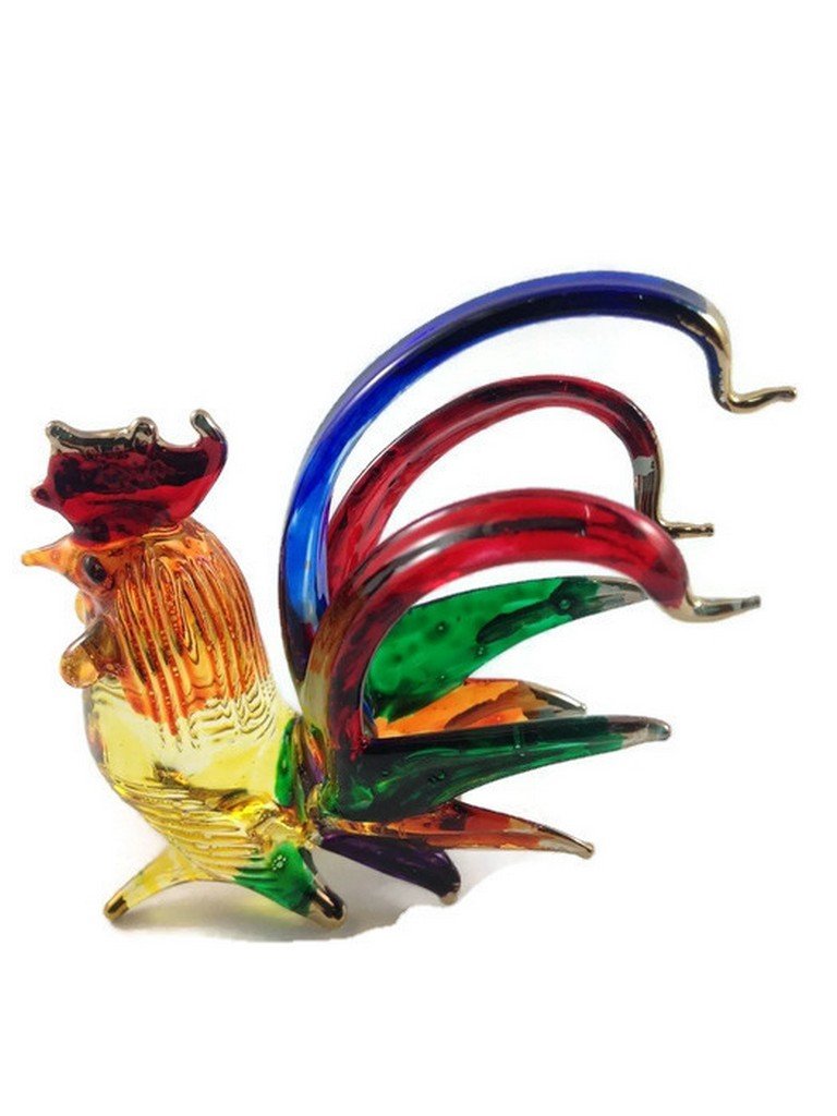 Hand-Blown Clear Glass Crystal Chicken Figurine - Tiny Art Hen Sculpture for Animal Collections & Home Decor | Perfect for Display, Gifts, and Farmhouse Decor