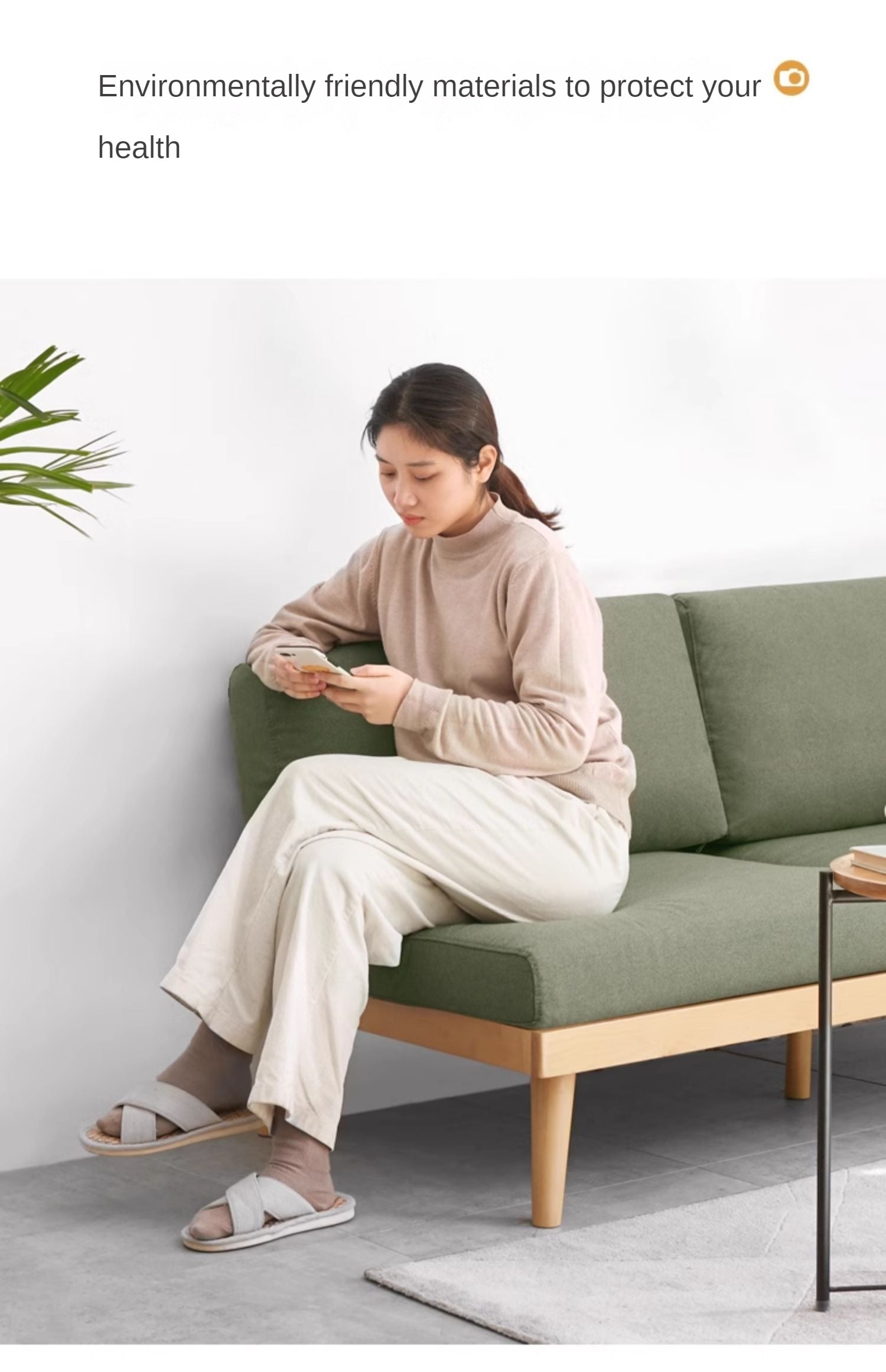 Premium Beech Solid Wood Upholstered Sofa - Comfortable & Durable Living Room Furniture for Relaxing & Entertaining