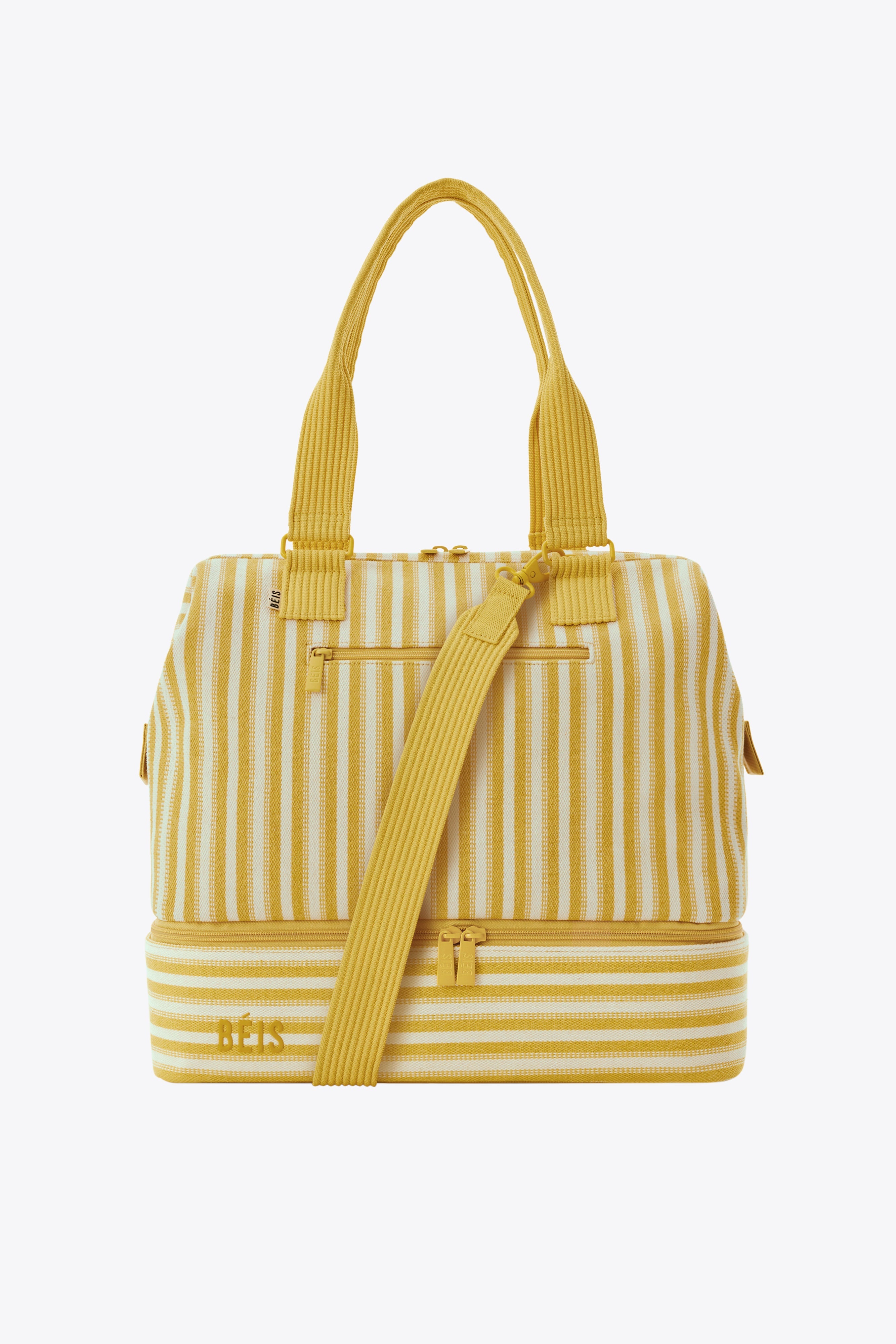 Mini Weekender Bag in Honey Stripe - Stylish & Compact Travel Duffel for Weekend Getaways, Gym, Work & Overnight Trips