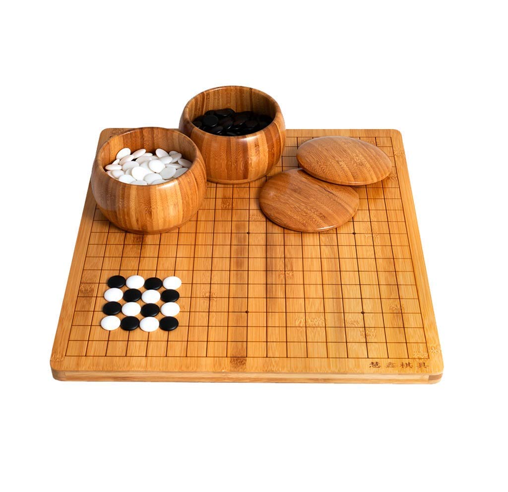 JHSHENGSHI Double-Sided Bamboo Go Board Set - Professional & Beginner Chess Game for Adults & Kids | Perfect for Home, Classroom & Travel