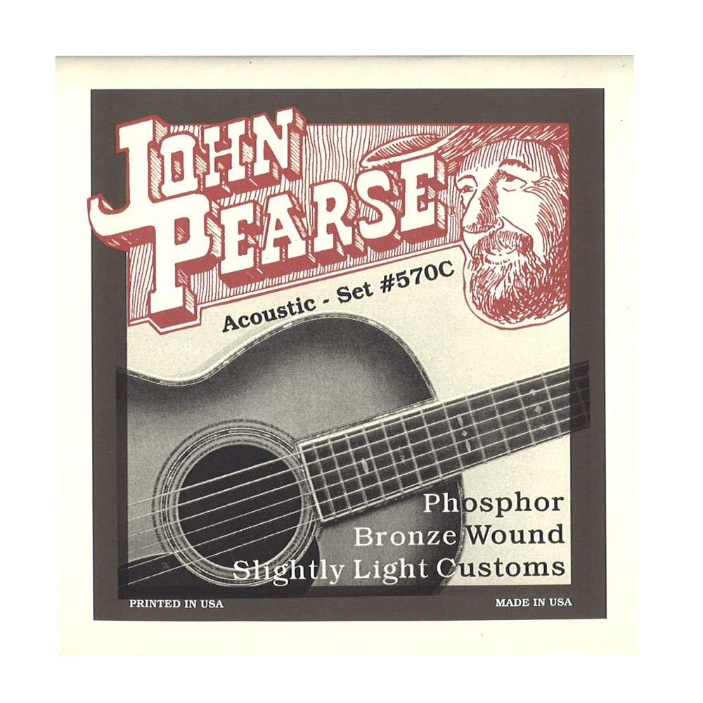 John Pearse 570C Acoustic Guitar Strings - Phosphor Bronze Wound, Slightly Light Gauge 11-52 | Premium Sound for Folk, Blues & Fingerstyle Playing