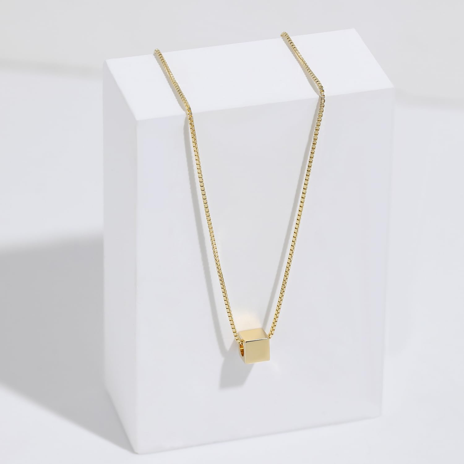 Meissa Sterling Silver Bracelet for Women - Gold Plated Cube Charm, Handmade Box Chain, Stackable Jewelry Gift (Silver) | Perfect for Everyday Wear, Layering & Special Occasions
