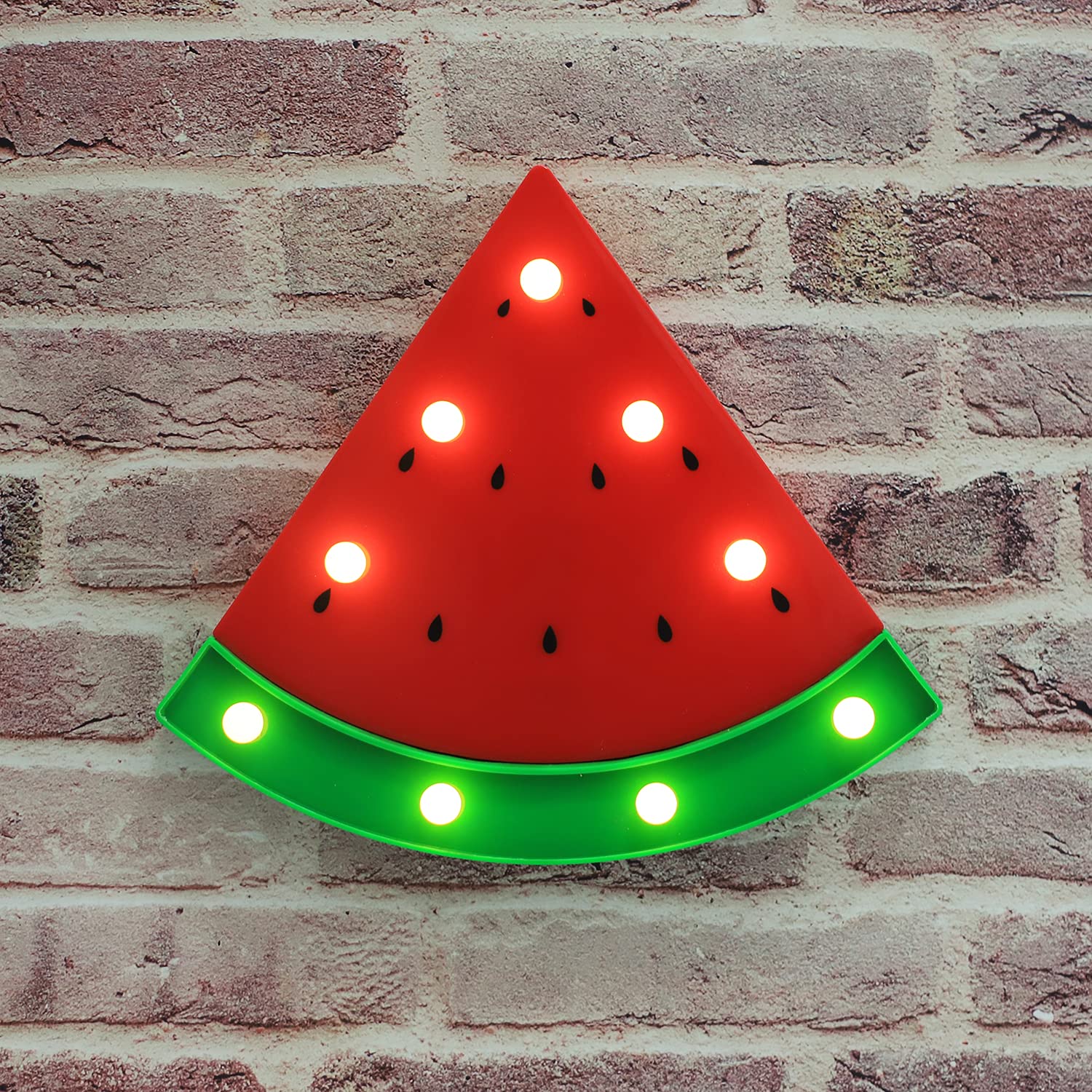 Battery Operated LED Watermelon Night Light - Portable Watermelon Shaped Desk Lamp for Kids Room, Nursery Decor & Christmas Gift (Red) - Perfect for Bedtime, Parties & Wall Decoration