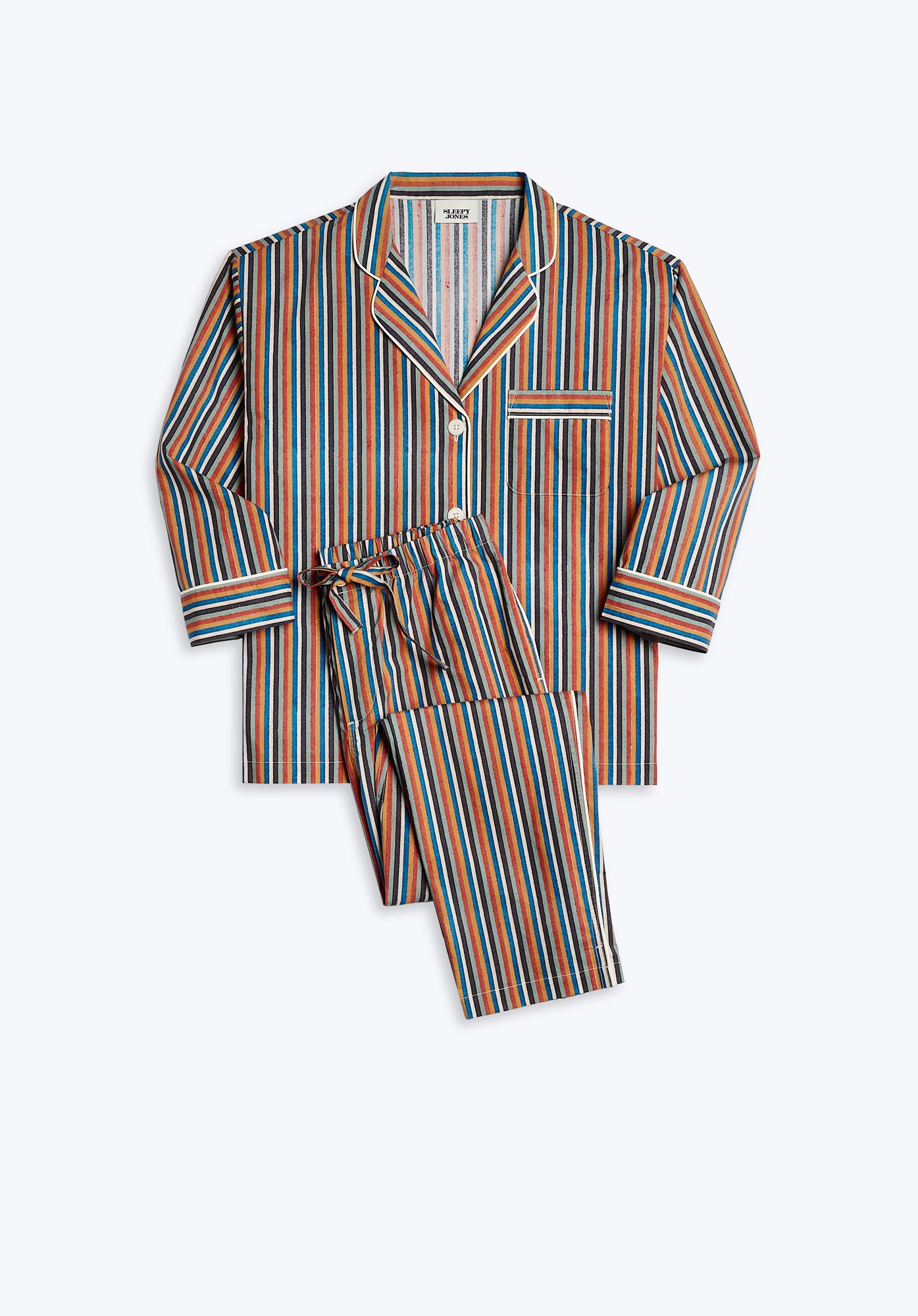 Marina Pajama Set - Soft Cotton Woodblock Stripe Sleepwear for Women | Cozy Lounge & Sleepwear for Home Relaxation