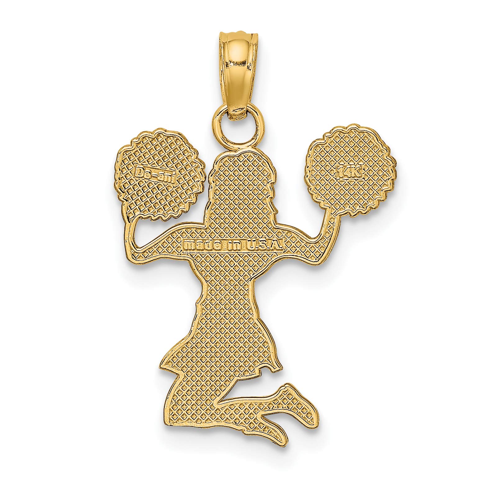 14K Solid Yellow Gold Cheerleader Pom Poms Necklace - Sports Charm Pendant for Cheerleading Enthusiasts - Perfect for Games, Competitions & Team Spirit Gifts