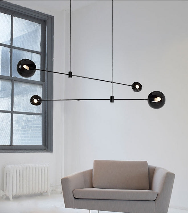 Modern LED Linear Black Pendant Light - Minimalist Design for Kitchen Island, Dining Room & Bedroom Lighting - Energy Efficient Hanging Fixture