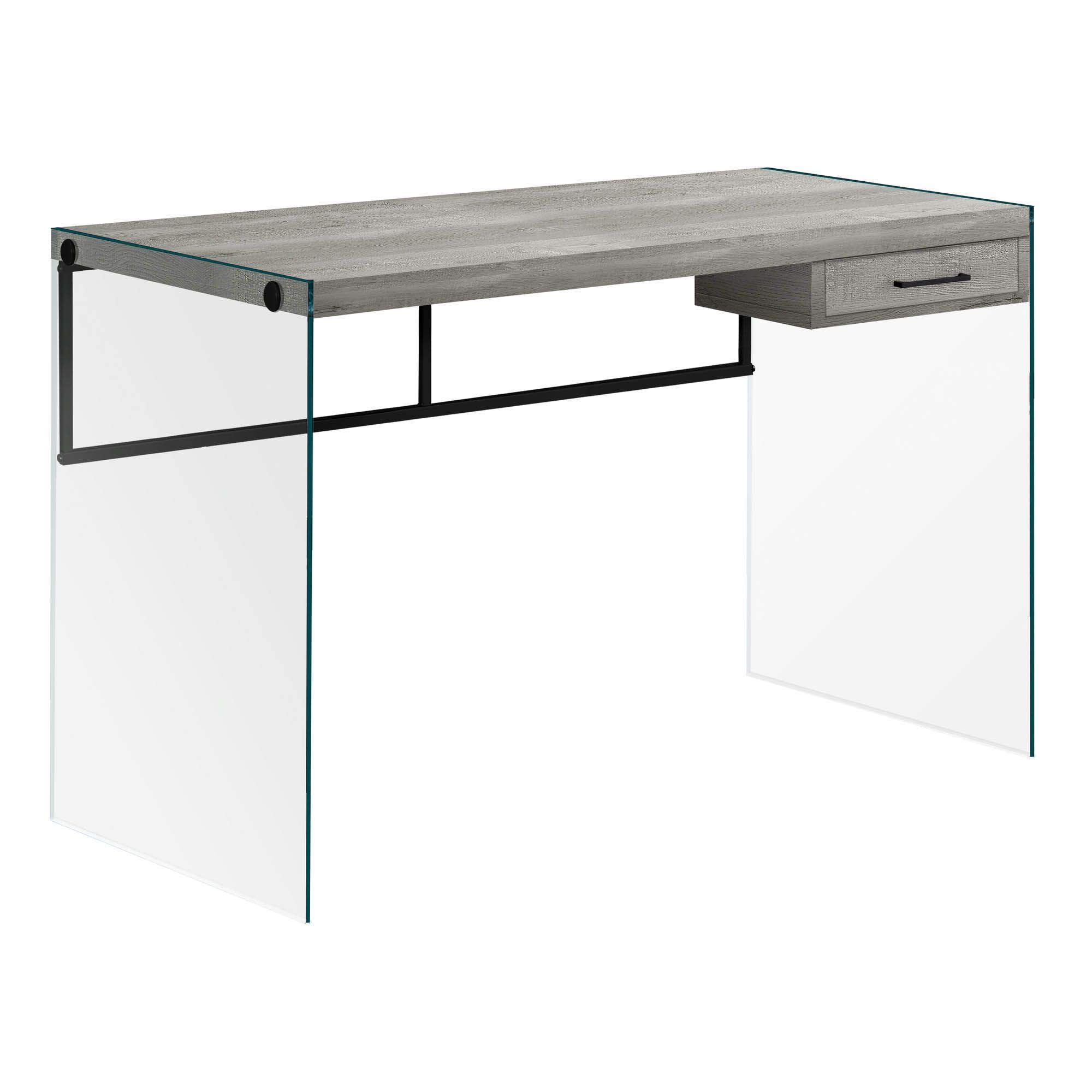 Offex 48 Inch Modern Glass Computer Desk with Tempered Glass Legs - Sleek Grey & Black Home Office Desk for Work, Gaming & Study