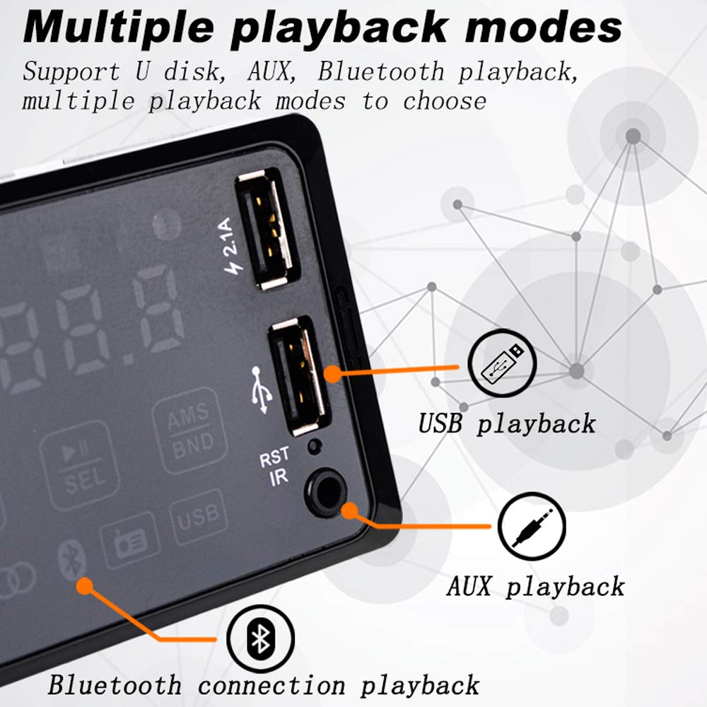 Premium Bluetooth Car Stereo with FM Radio, Voice & Gesture Control, Hands-Free Calling, MP3 Playback, Dual USB & AUX Input - Fast Charging & Remote Control for Cars, Trucks & Road Trips