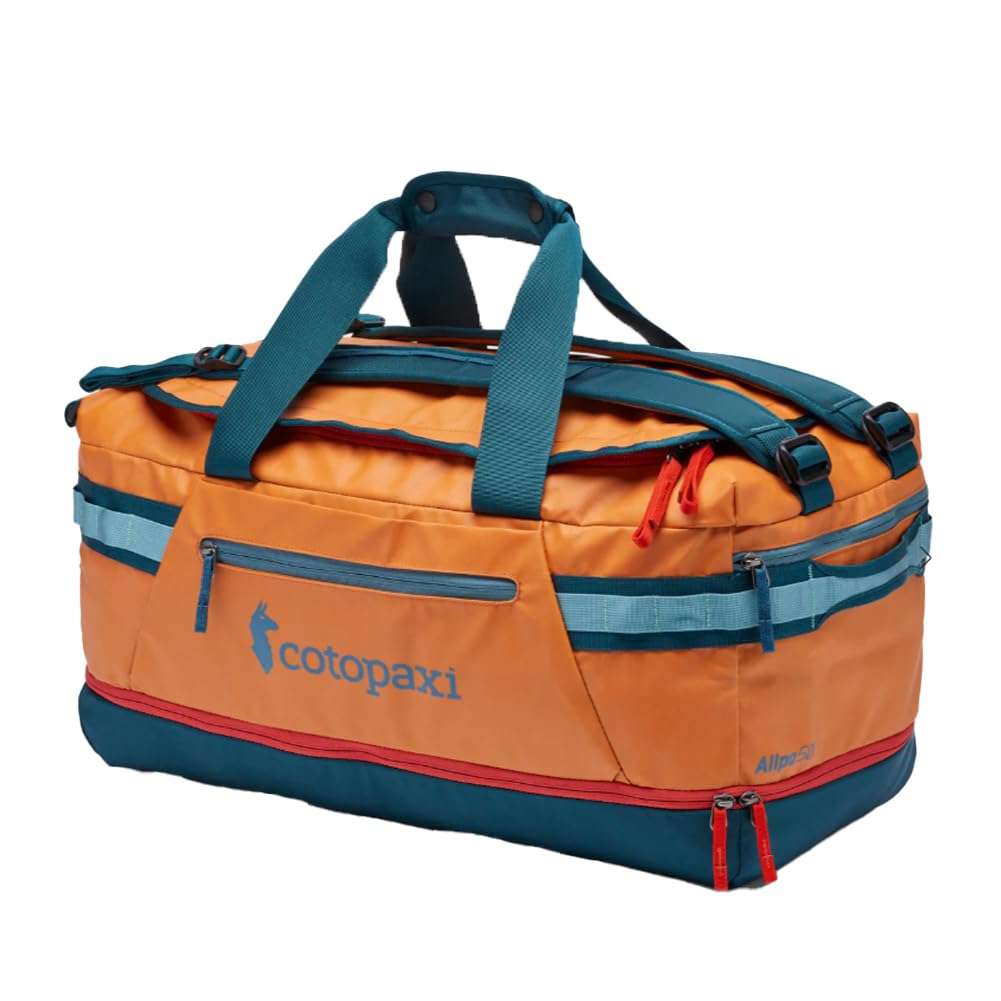 Cotopaxi Allpa 50L Travel Duffel Bag - Tamarindo/Abyss Color - Water-Resistant Carry-On Luggage for Adventure Travel, Camping & Weekend Getaways