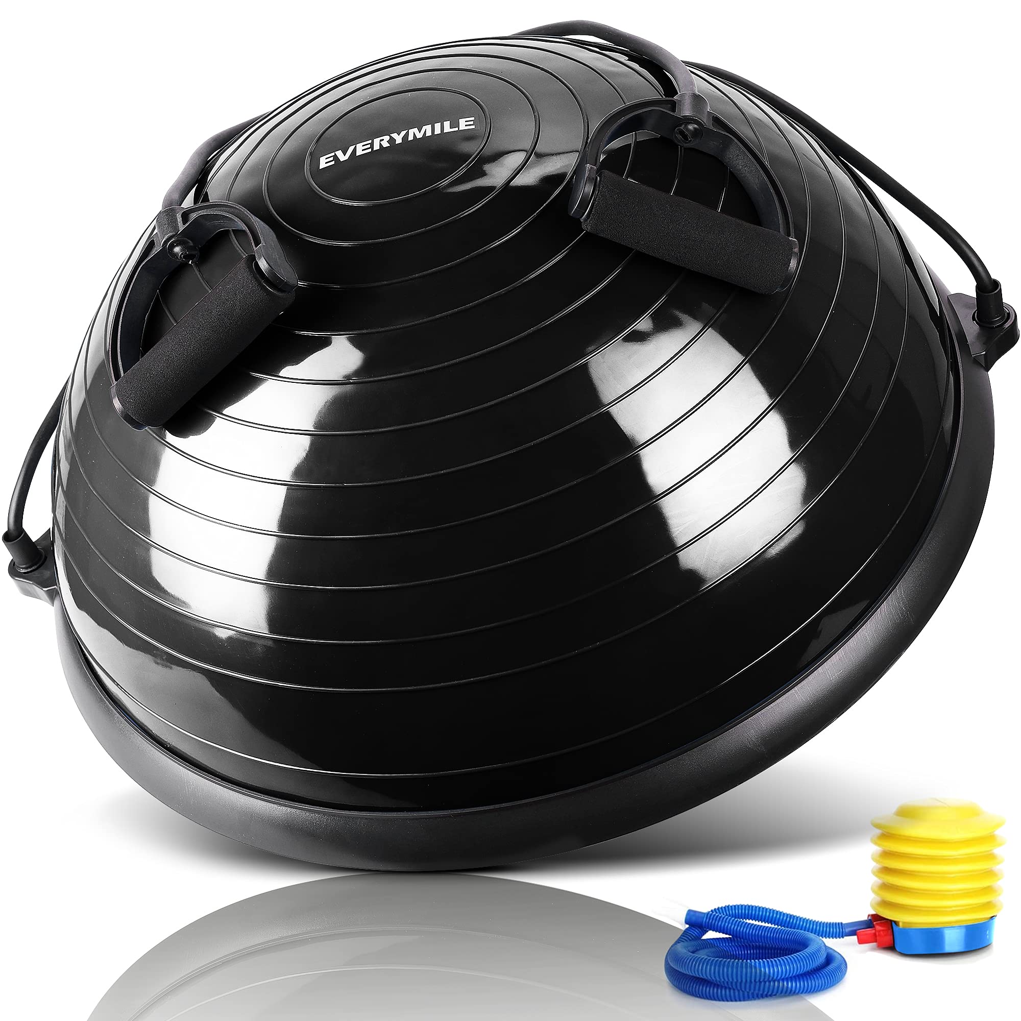 EVERYMILE 23 Inch Half Ball Balance Trainer with Resistance Bands & Pump - Anti-Skid Stability Yoga Exercise Ball for Core Training, Ab Workouts, Home Gym Fitness - Perfect for Yoga, Pilates, Physical Therapy & Rehabilitation Exercises