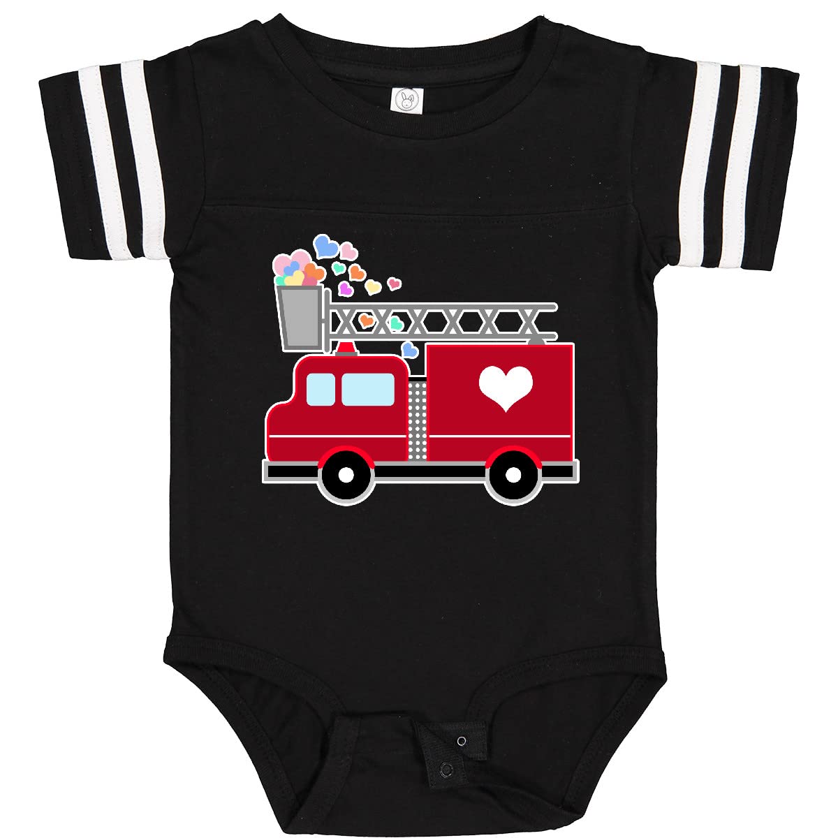 Inktastic Easter Red Firetruck with Pink Hearts Baby Bodysuit – Cute Infant Onesie for Easter, Baby Shower & Holiday Photos | Soft Cotton Unisex Romper for Newborns & Toddlers