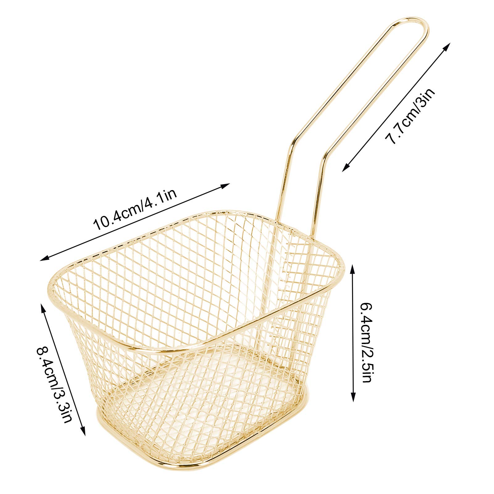 4-Piece Stainless Steel Frying Basket Set - Multi-Functional Deep Fryer Basket for French Fries, Onion Rings, Chicken Wings (Gold) - Perfect for Home Kitchens, Restaurants & Outdoor Cooking