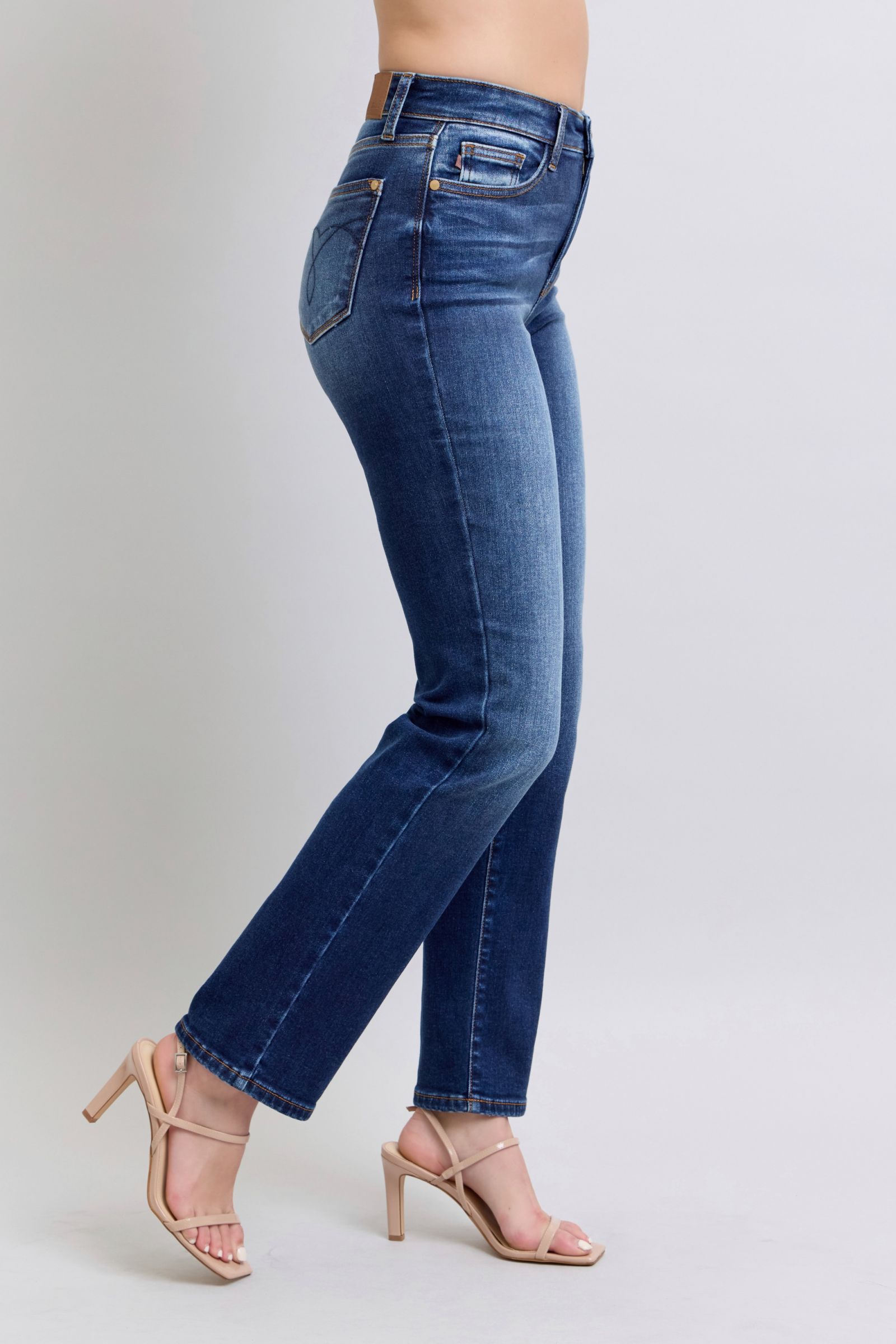 Judy Blue Washed Straight Leg Jeans for Women - Stretch Denim with Front & Back Pockets | Comfortable Casual Wear for Everyday Outfits, Work & Weekend Style