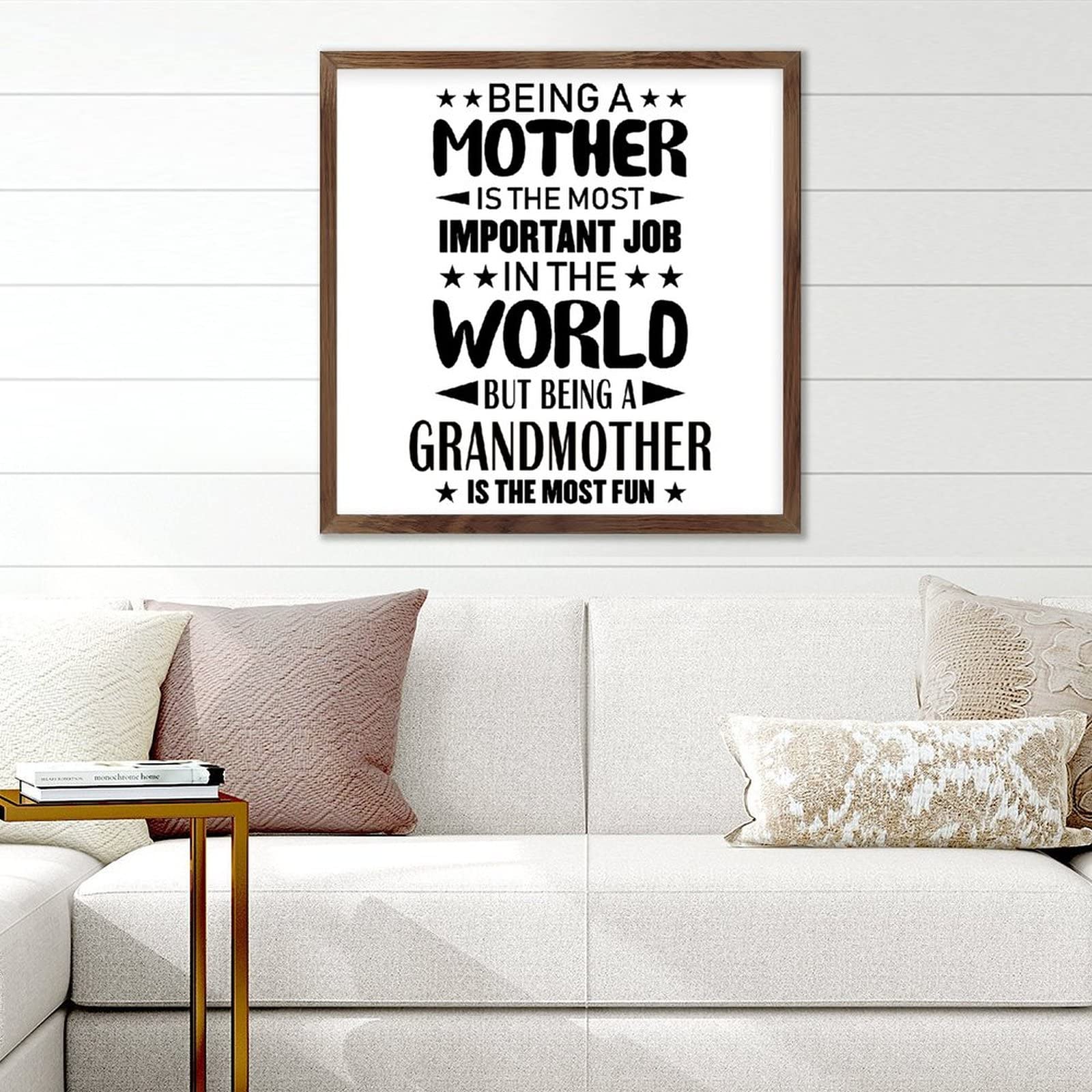 Being a Mother is The Most Important Job in The World - Inspirational Wall Art for Living Room, Farmhouse Decor - 7x7 Inch Wood Framed Sign - Perfect for Home, Office & Nursery Decor