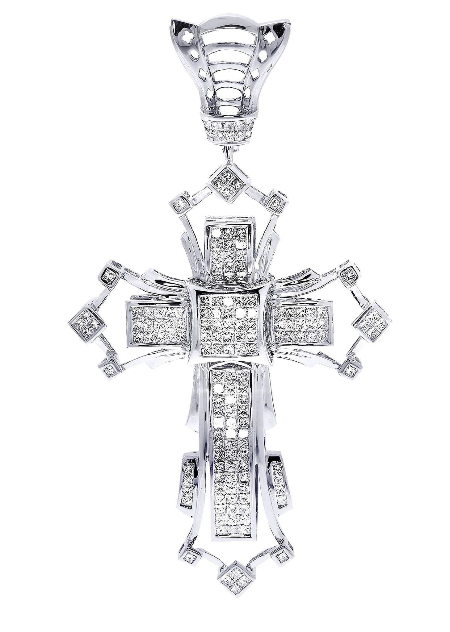 3.74 Carat Diamond Cross Pendant Necklace - 22.88 Grams Solid Gold Religious Jewelry for Women - Perfect for Baptism, First Communion & Special Occasions